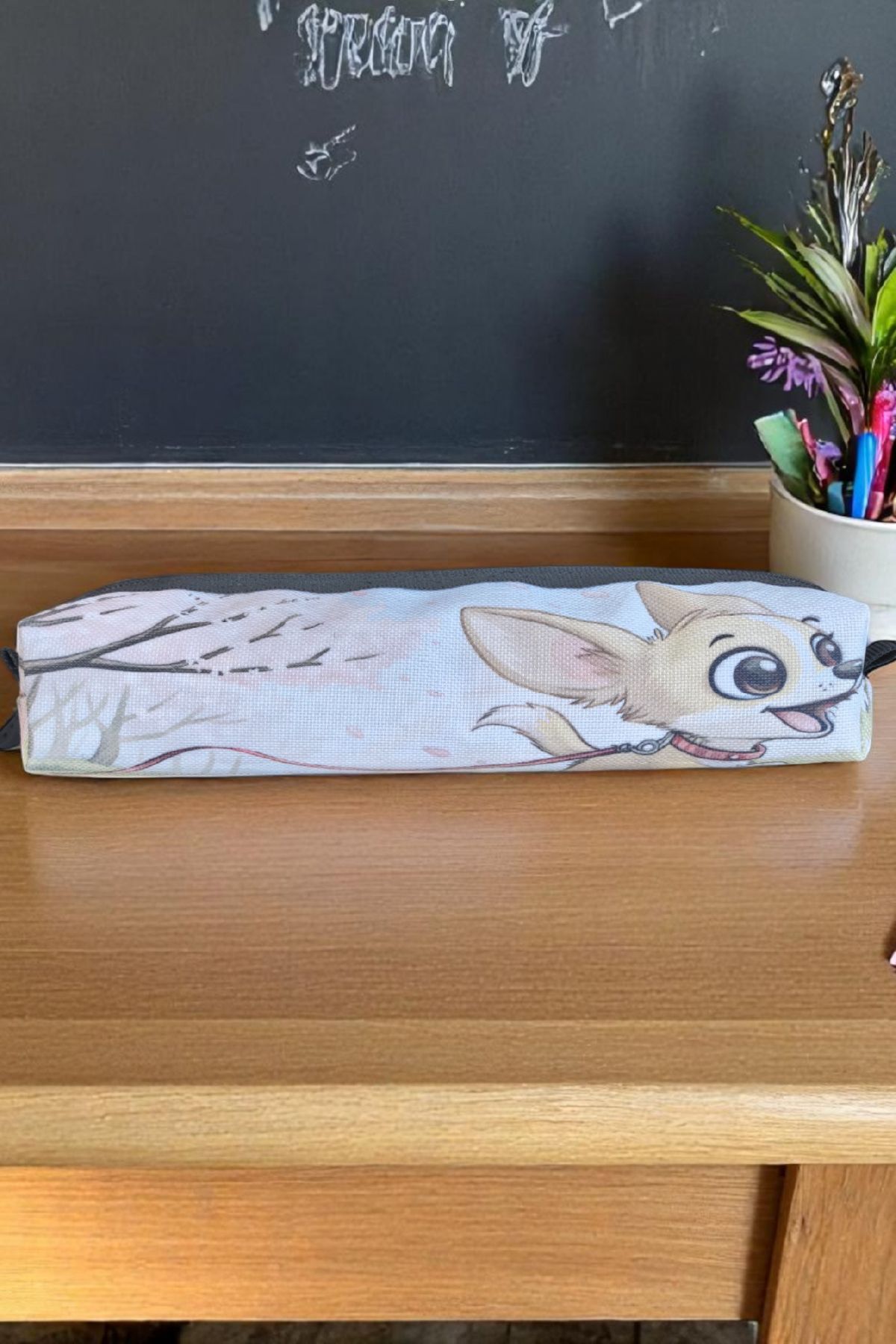 DUCS Chihuahua Köpek Desenli Kalemlik Kalem Kutusu Cüzdan Makyaj Çantası - MK259