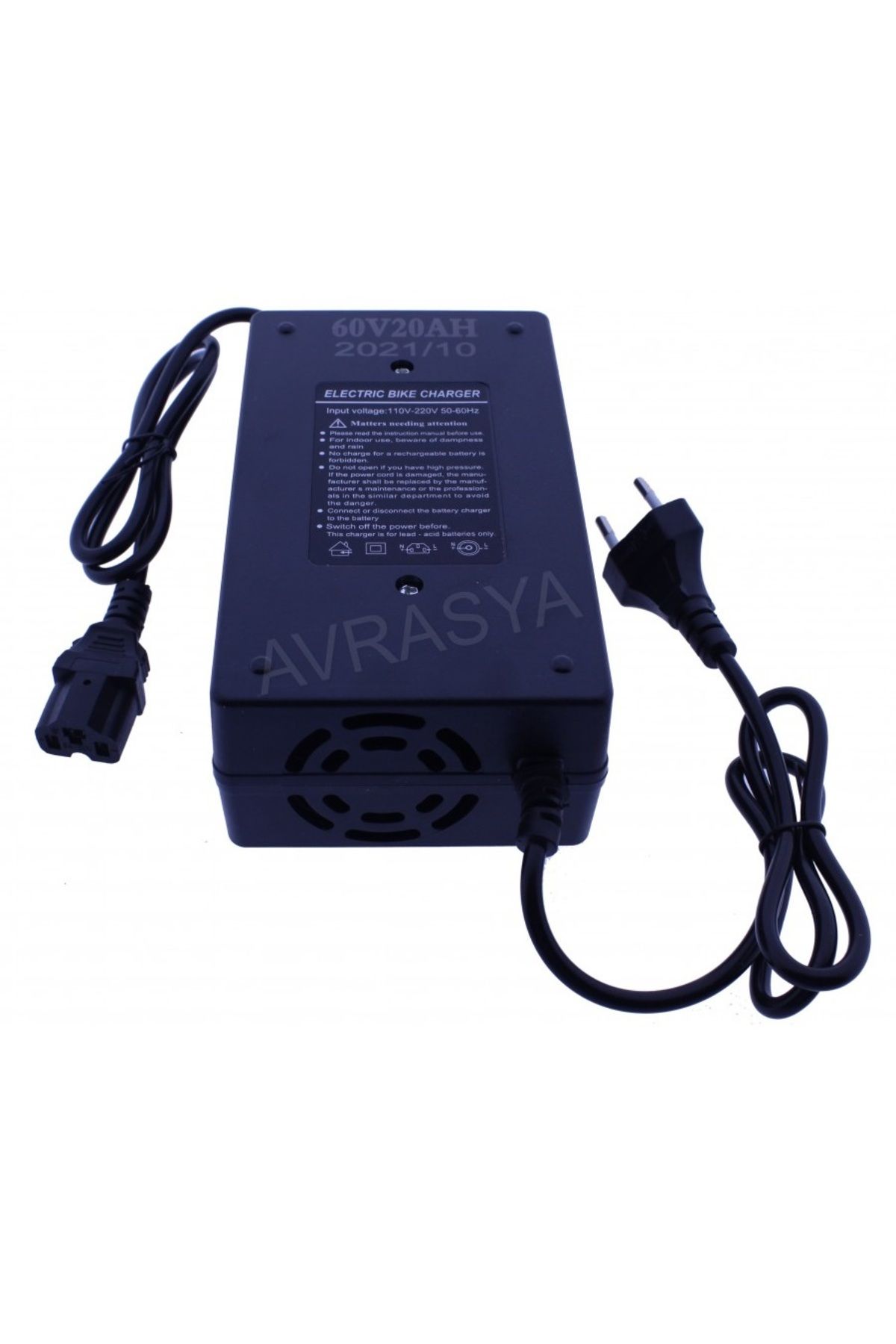 AVRASYA Charger 60V 20A Fanlı Işıklı Kesicili Elektilikli Scooter Şarj Adaptör
