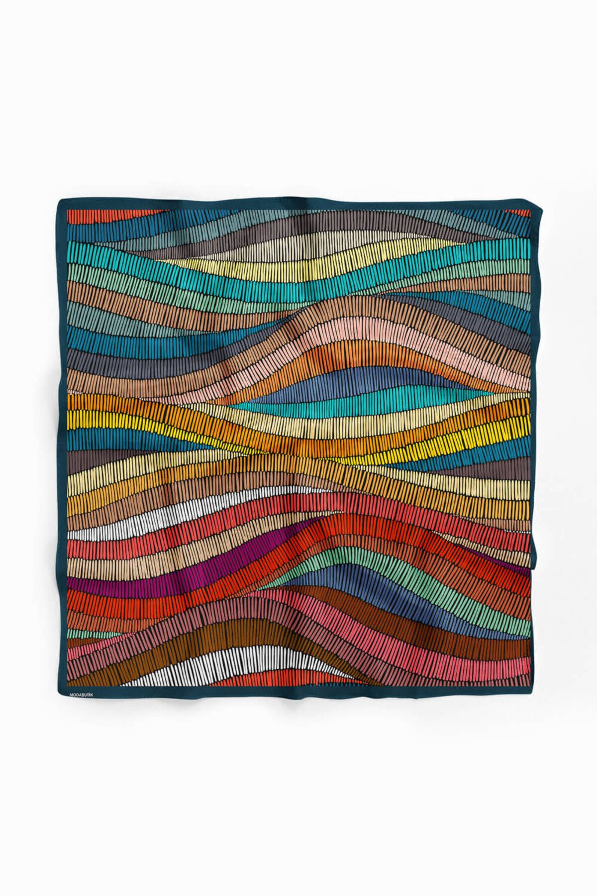 Modabutik-Bandana de dama cu model ondulat 50x50 roz albastru Dg0413-22 2