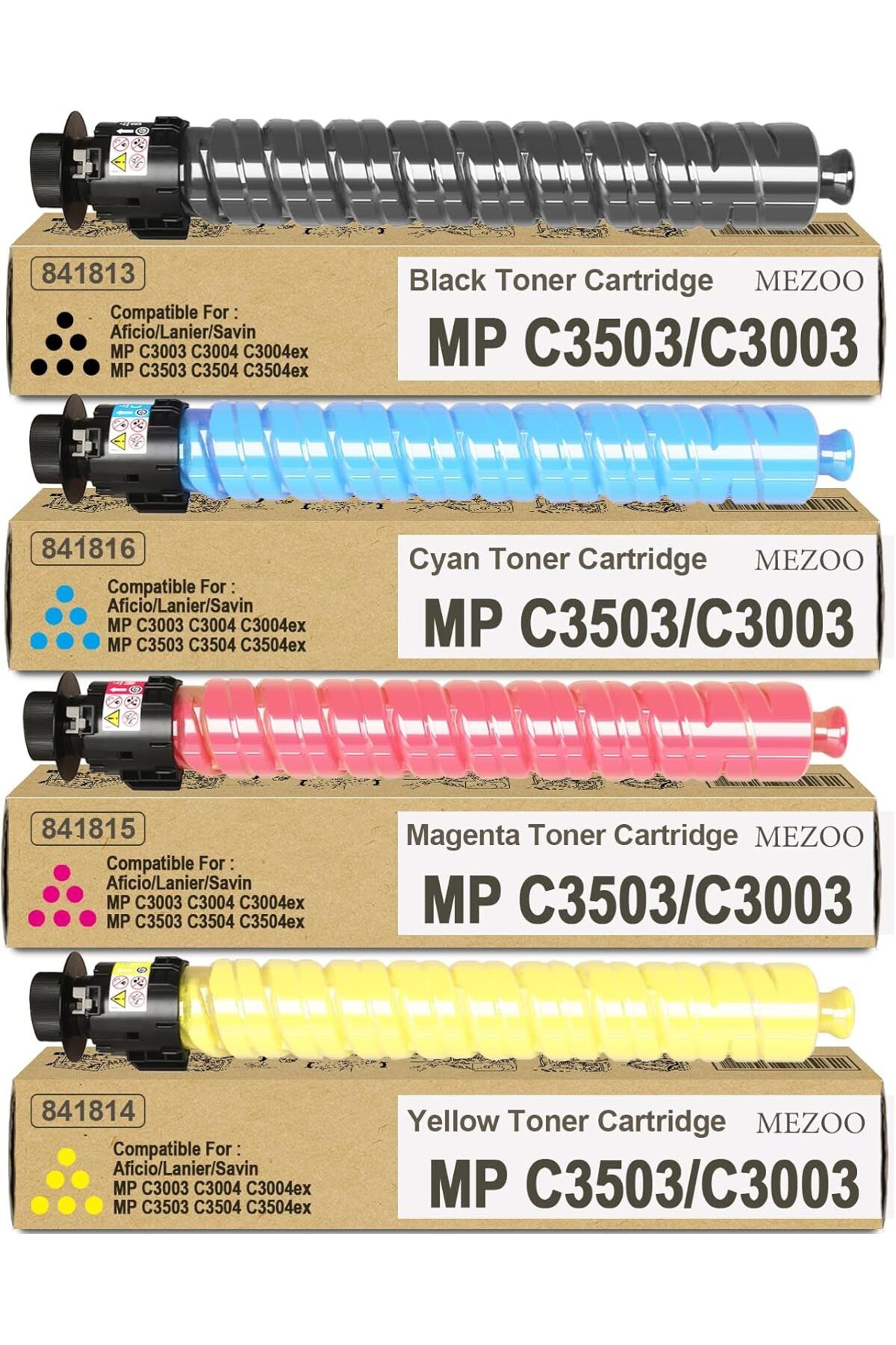 Ricoh MUADİL Aficio MP C3003 C3004 C3004ex C3503 C3504 C3504ex Printer(4 Pack, Black Cyan Magenta Yellow)
