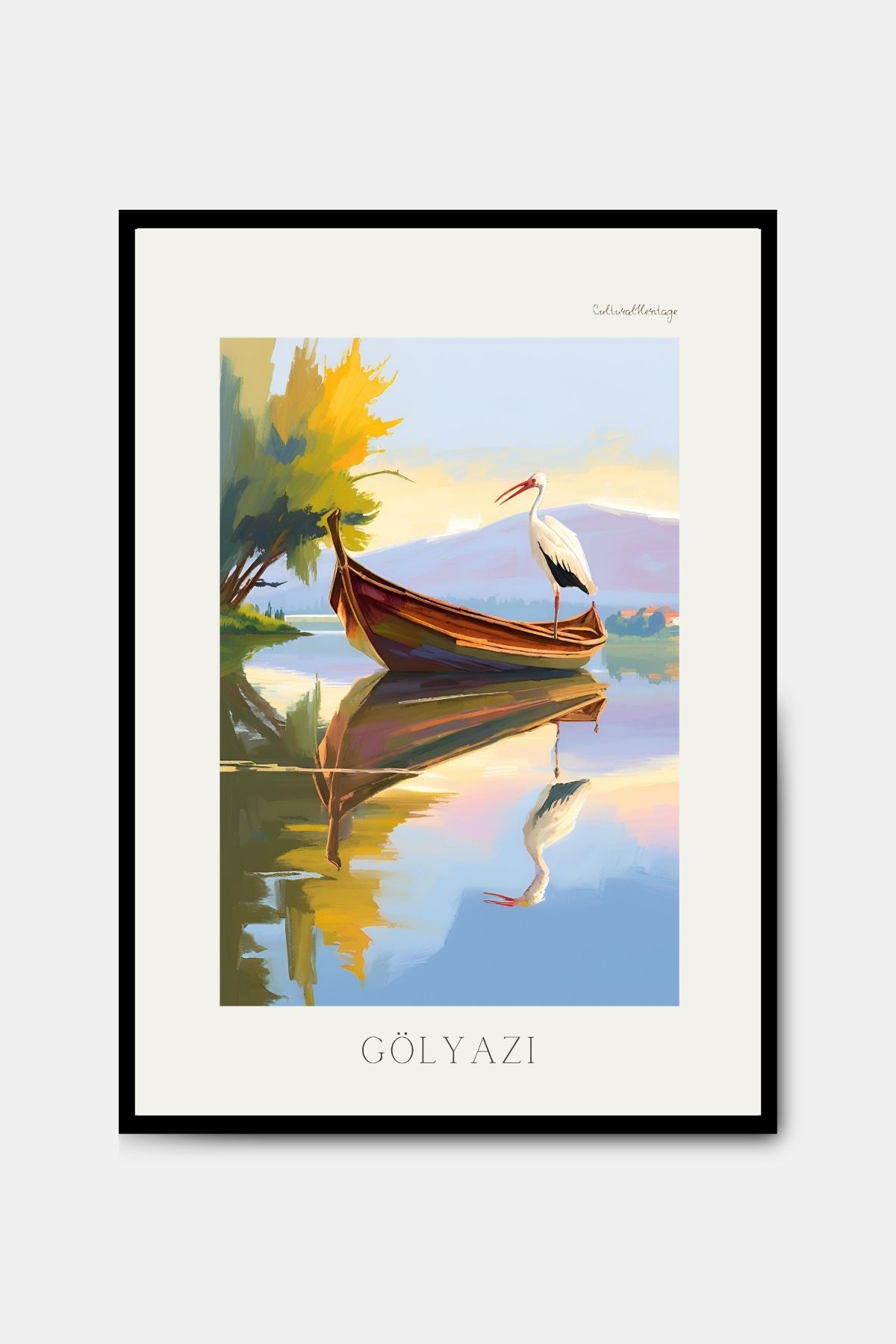 PİTAYA Bursa Gölyazı Poster - Çerçevesiz Tasarım Bursa Poster Yağlı Boya Tablo Duvar Dekorasyonu
