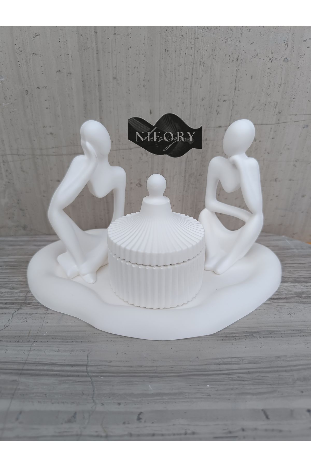 Nifory 520-N0149 Dekoratif Beton Sunum Aksesuar Set Beton Biblo Organizer Takımı Çok Amaçlı Dekoratif Set
