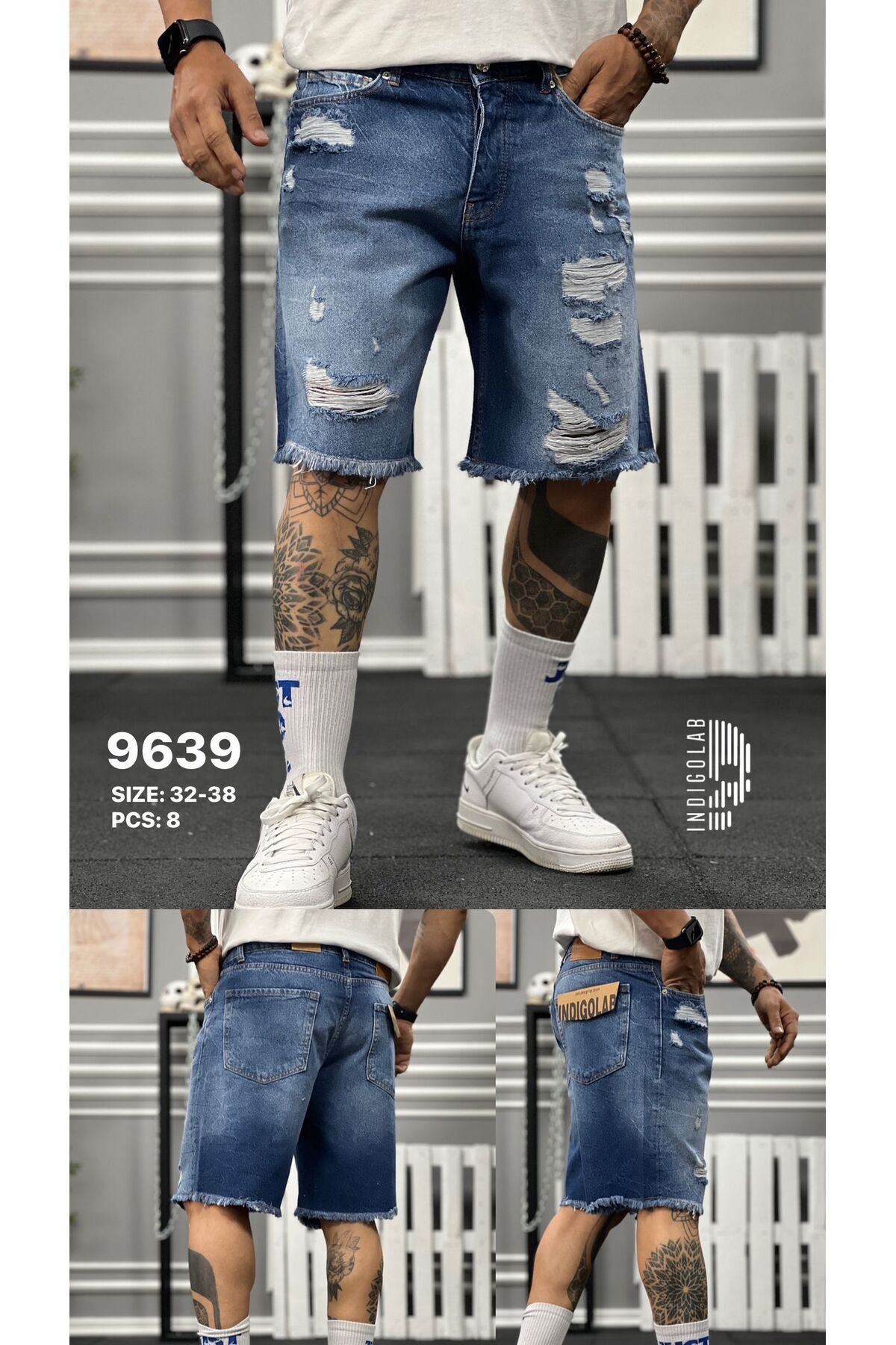 INDIGOLAB Erkek Mavi Baggy Denim Şort
