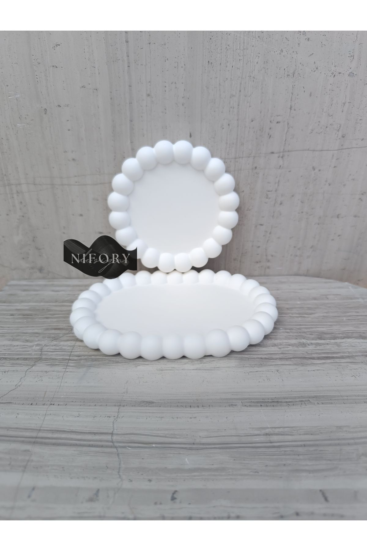 Nifory 520-N0152 Dekoratif Beton Sunum Aksesuar Set Beton Biblo Organizer Takımı Çok Amaçlı Dekoratif Set