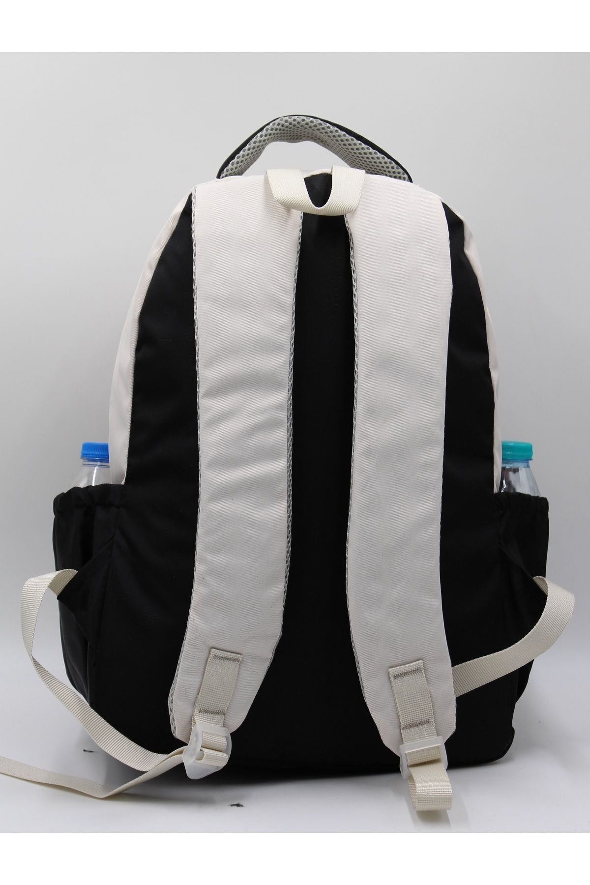 Bevitton-Bvt-34400 Water Resistant Fabric School Bag Unisex Beige-Black Daily School Backpack 6