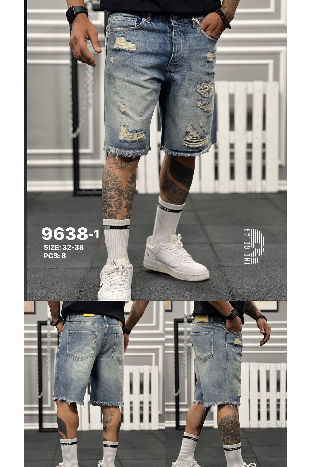 INDIGOLAB Erkek Mavi Baggy Denim Şort
