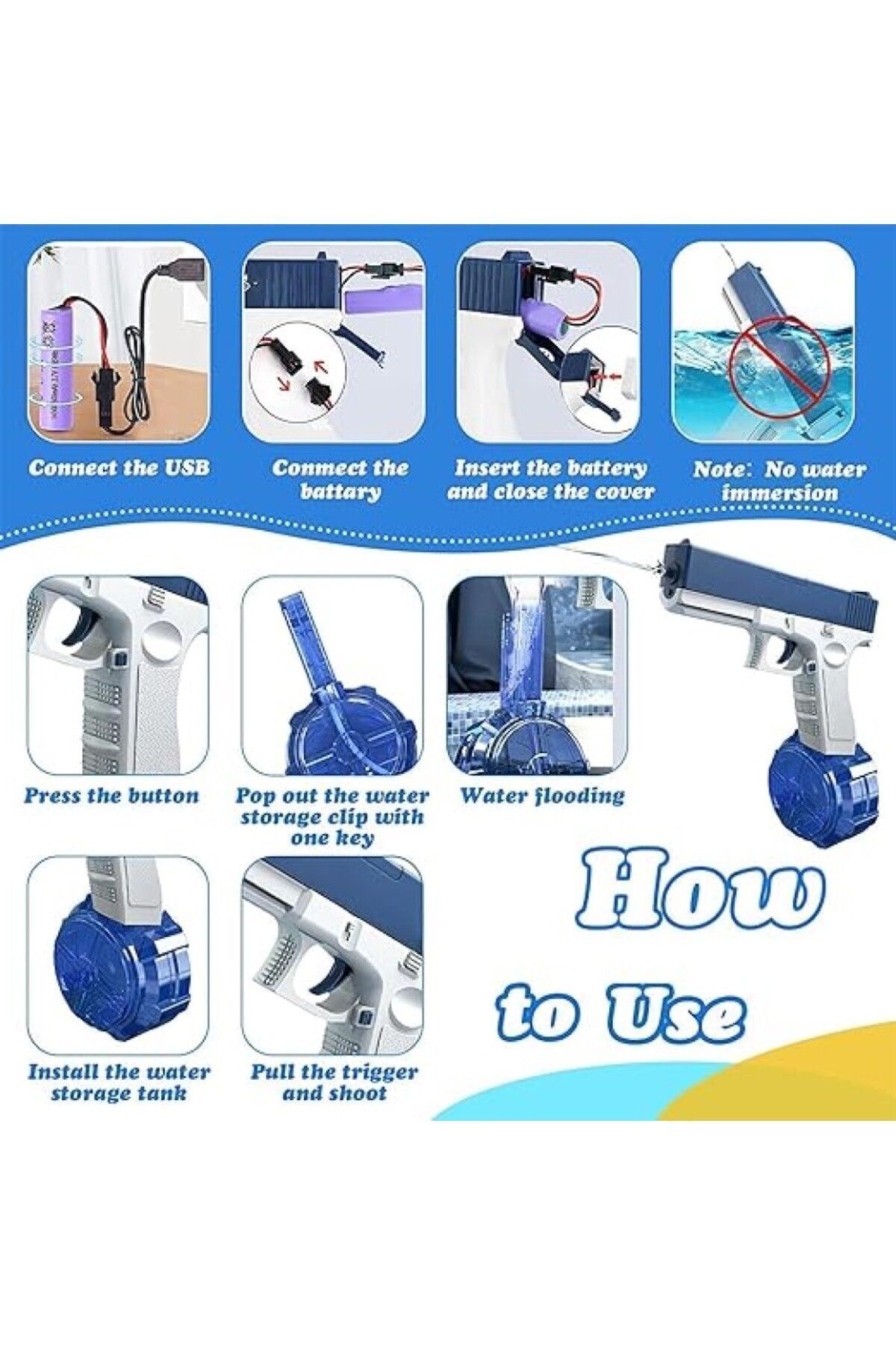 Brother Toys Elektrikli Otomatik Atış Yapan Işıklı Su Tabancası 10 Metre Menzilli 500 Ml. Depolu 20 Cm. fotoğrafı 2 (önizleme)