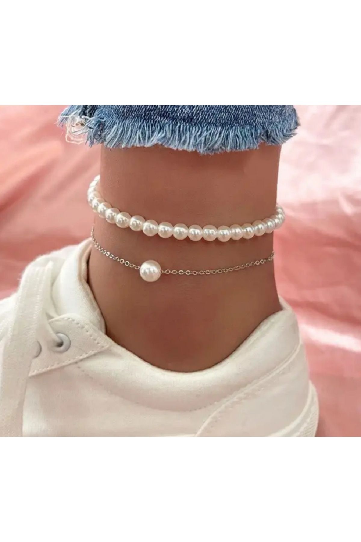 Esra Yılmaz Collection İnci Detaylı 2 li Halhal