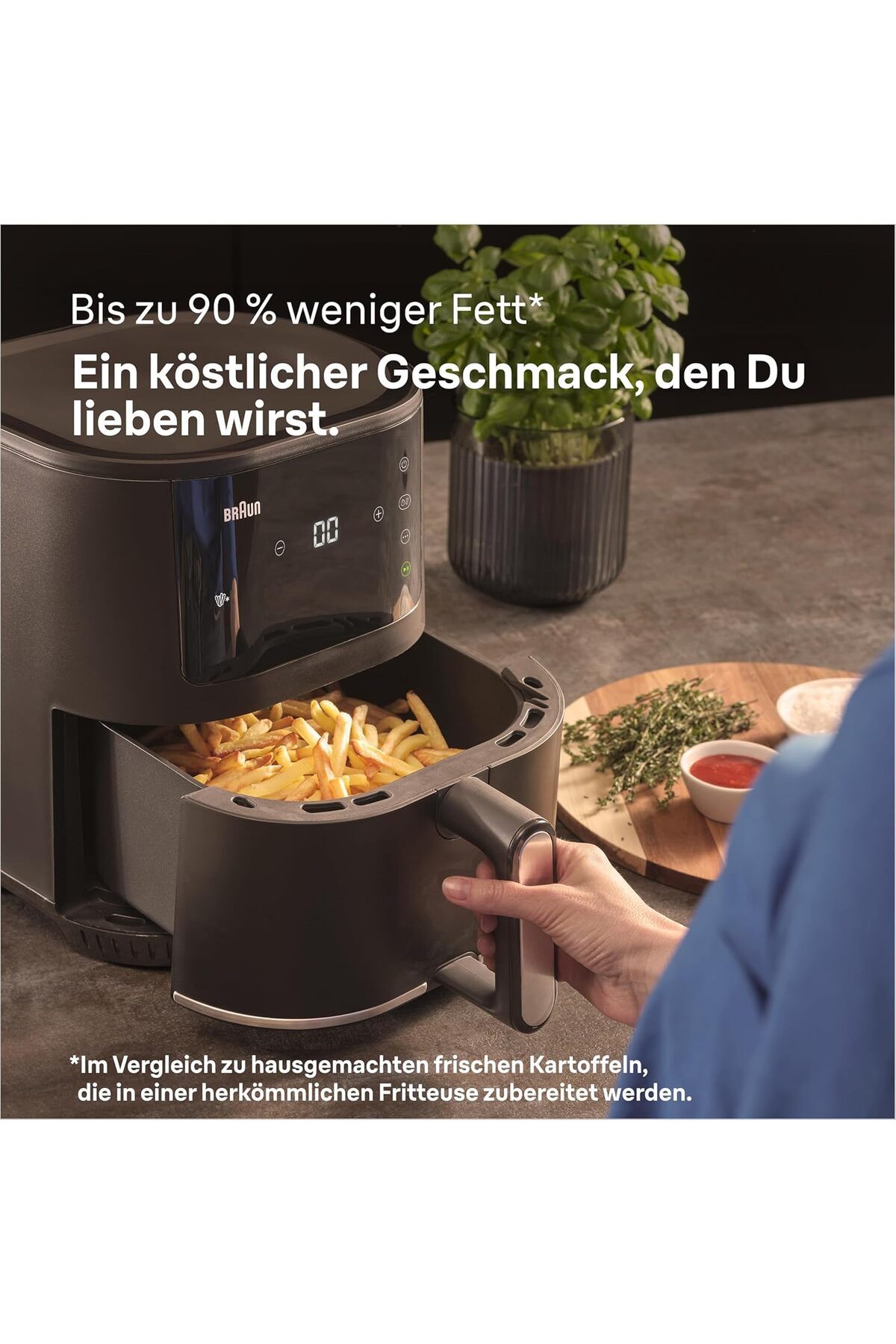 Braun-Braun MultiFry 3 Hot AirFryer, Digital Touch Screen, 8 Automatic Programs, 4.3 Litre Capacity, 1500 9