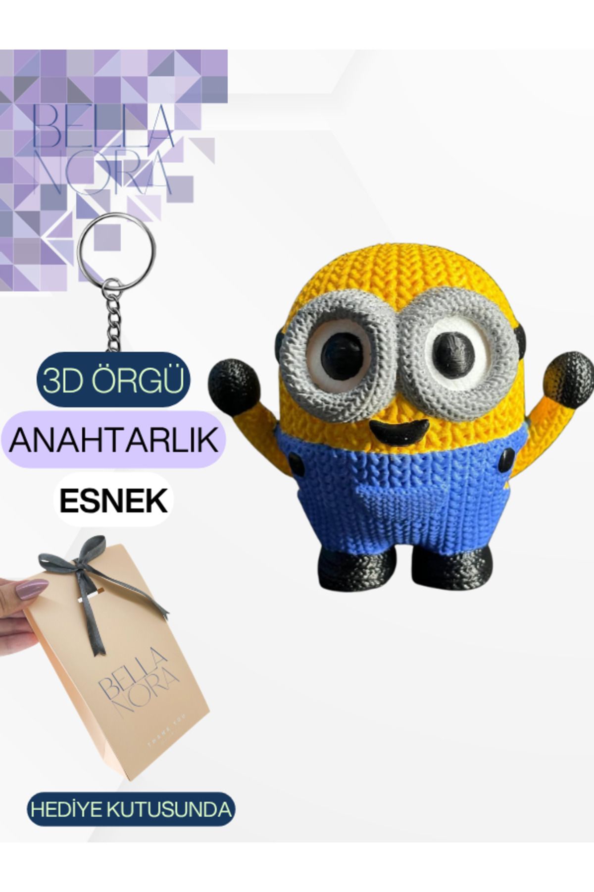 Bellanora Örgü Anahtarlık Sevilen Animasyon Çizgi Film Karakterli Amigurumi Çanta Süsü Özel Hediye Kutusunda
