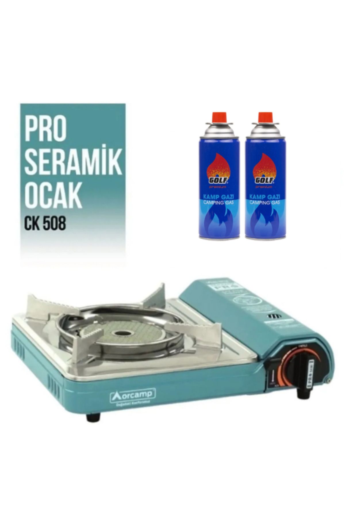 Orcamp Pro Portatif Seramik Ocak ve 2 adet Golf 227 gr Kartuş