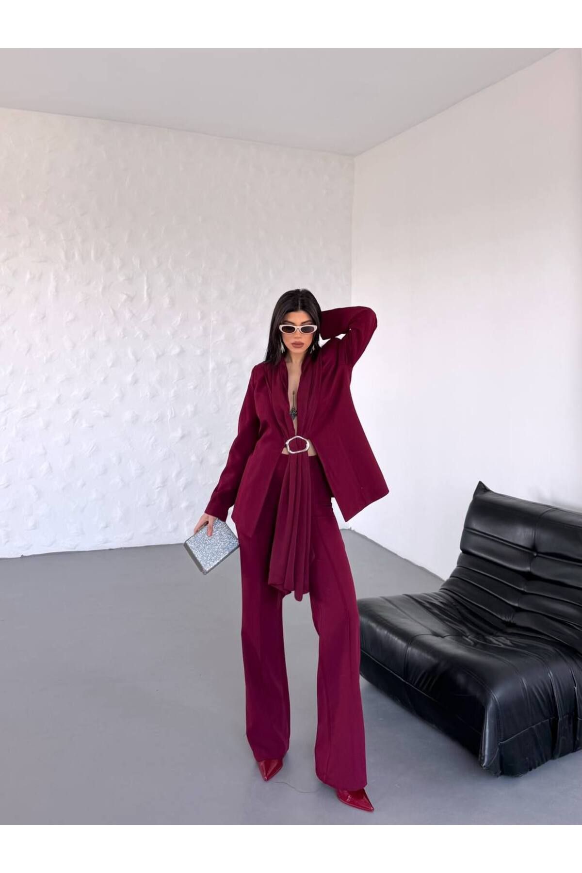 BARG FASHION Şal Detaylı İkili Blazer Takım