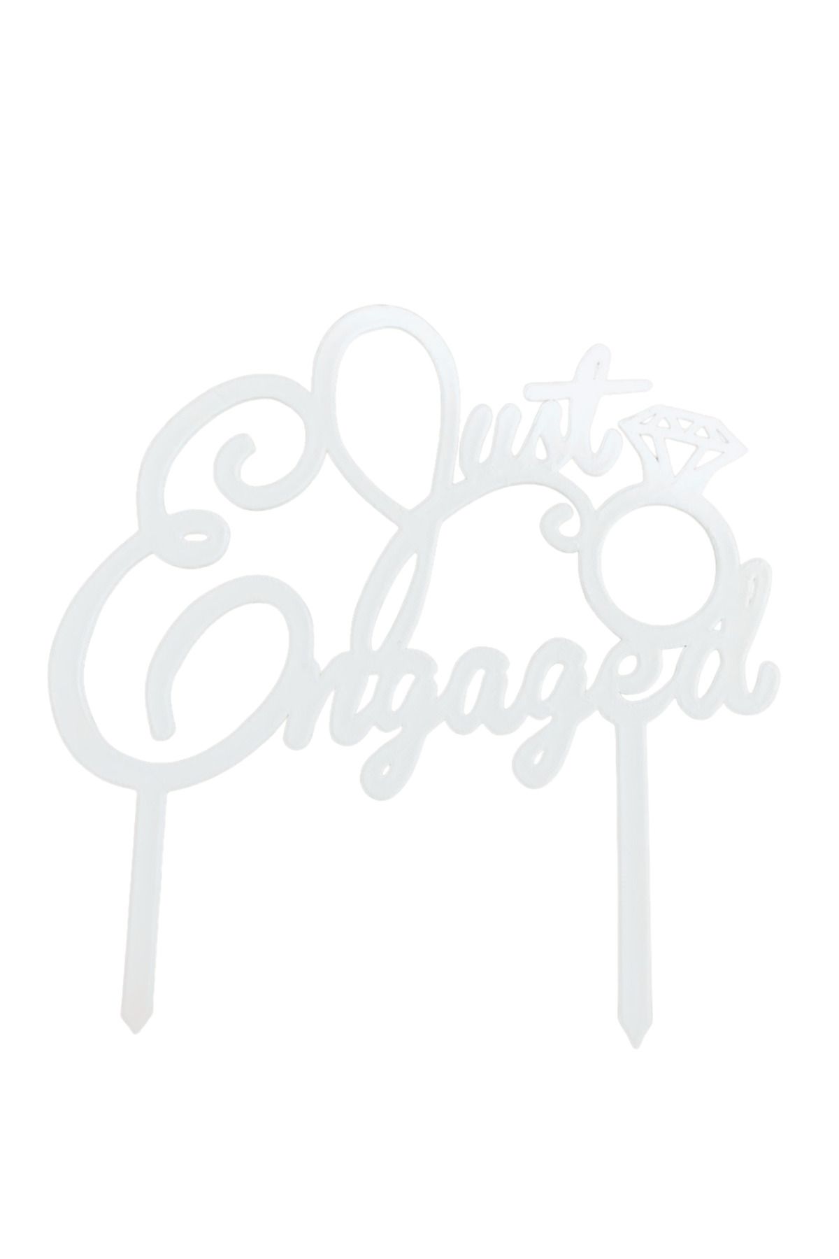 OEM Decoratiune Tort, "just Engaged" Topper Ring Of Love, Petrecerea Burlacitelor 19 X 19 Cm Alb Ivory - All Ages