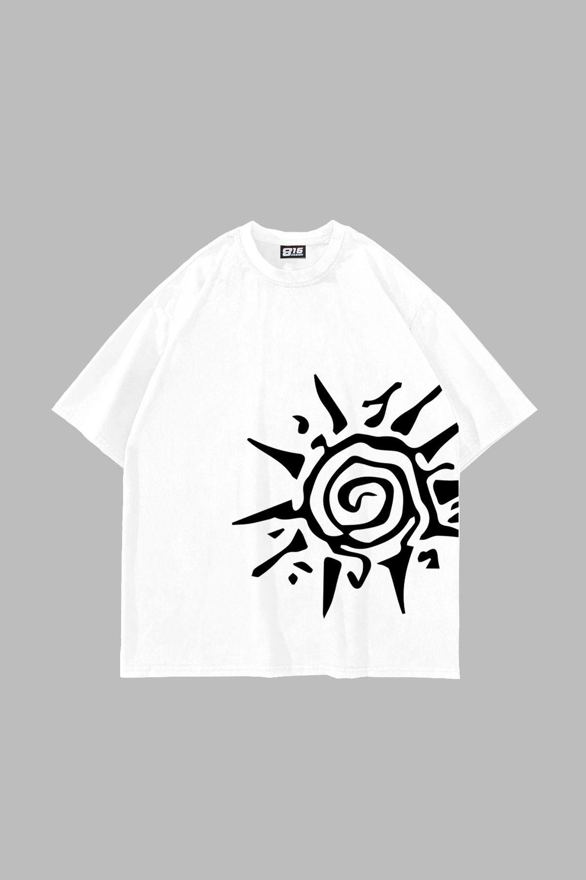 Tarzsokak Sun Baskılı Oversize Unisex Beyaz