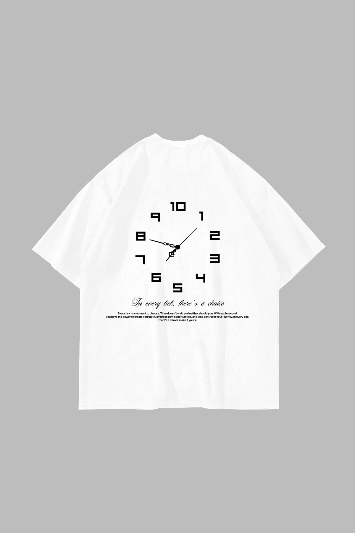 Tarzsokak 816 Clock Baskılı Oversize Unisex Beyaz
