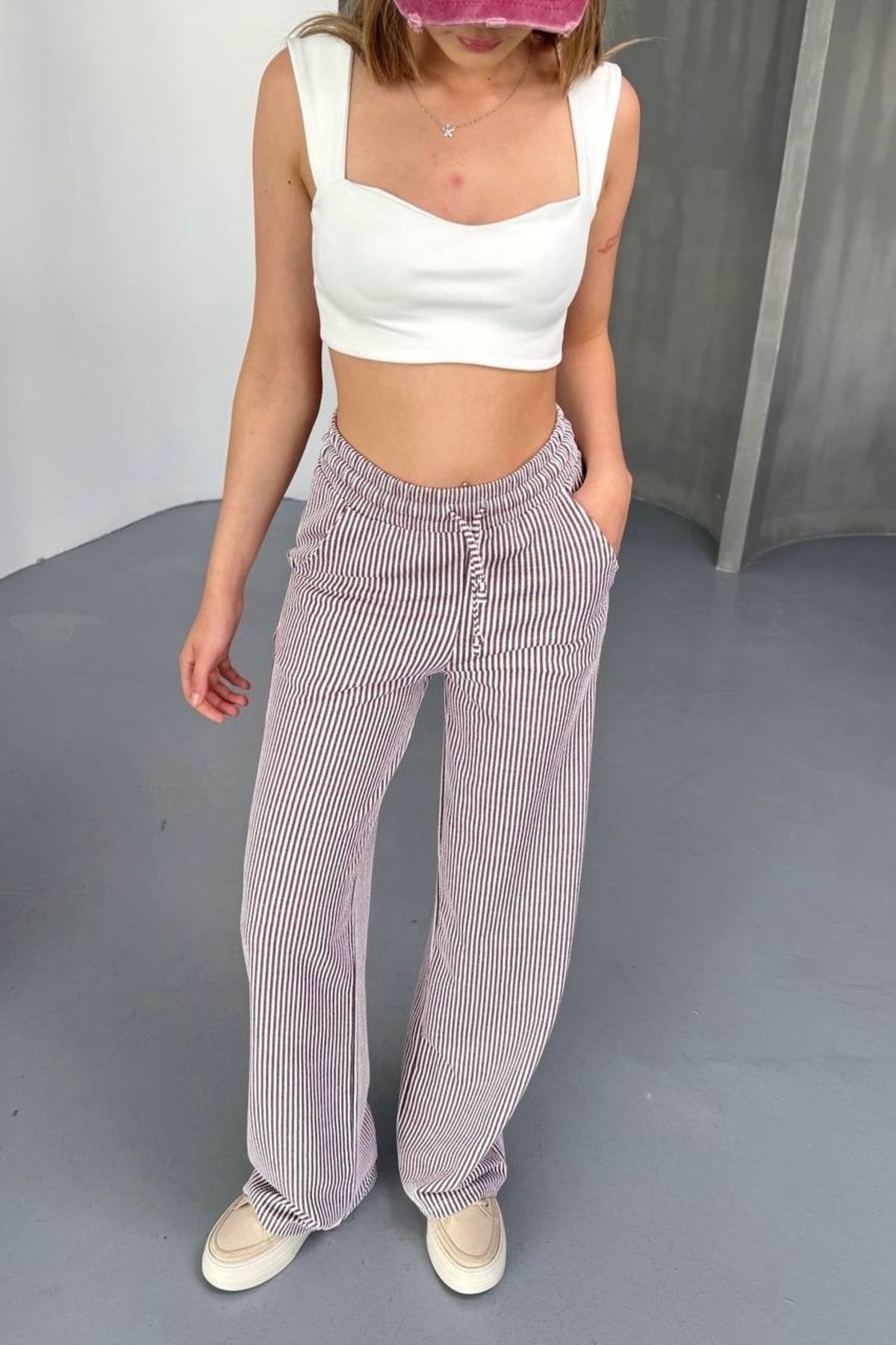 bb butik basic Çizgili Günlük Rahat Pantolon CH2221