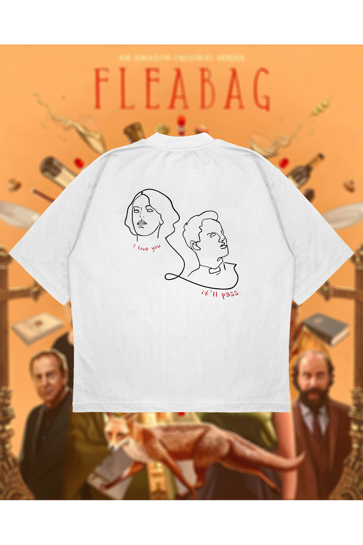 Tarzsokak Fleabag Baskılı Oversize Unisex Pamuklu Nefes Alan Kalın Kumaşlı görsel 2