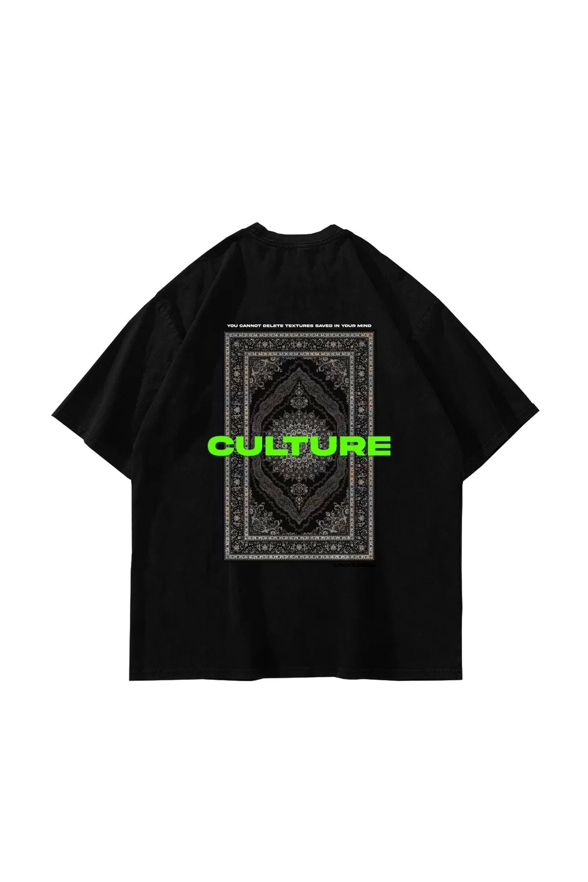 Tarzsokak Culture Etnik Baskılı Oversize Unisex Premium Siyah