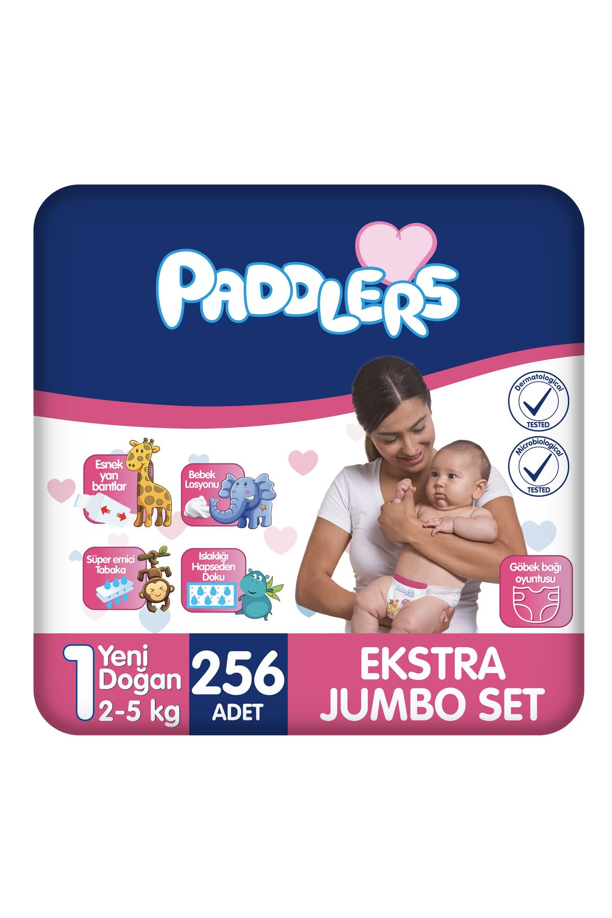 Paddlers Bebek Bezi 1 Numara Yenidoğan 256 Adet (2-5 Kg) Ekstra Jumbo Set