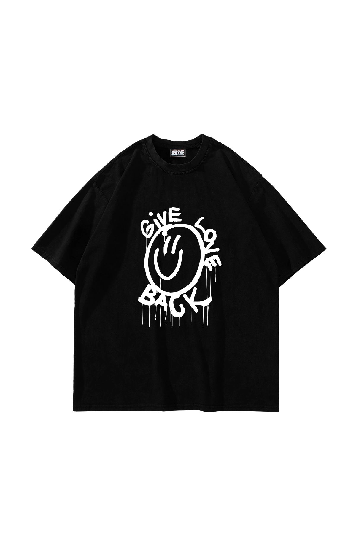 Tarzsokak Gıve Love Back Baskılı Oversize Unisex Siyah