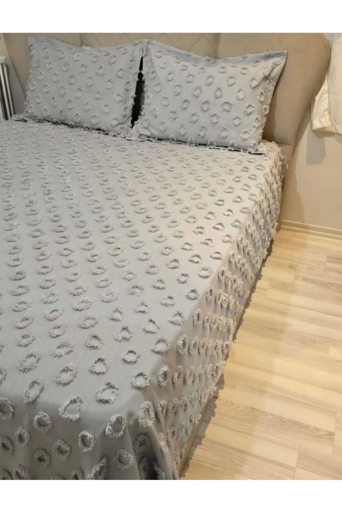 diabella-3 Piece Double Bedspread with Pompom Pattern 3