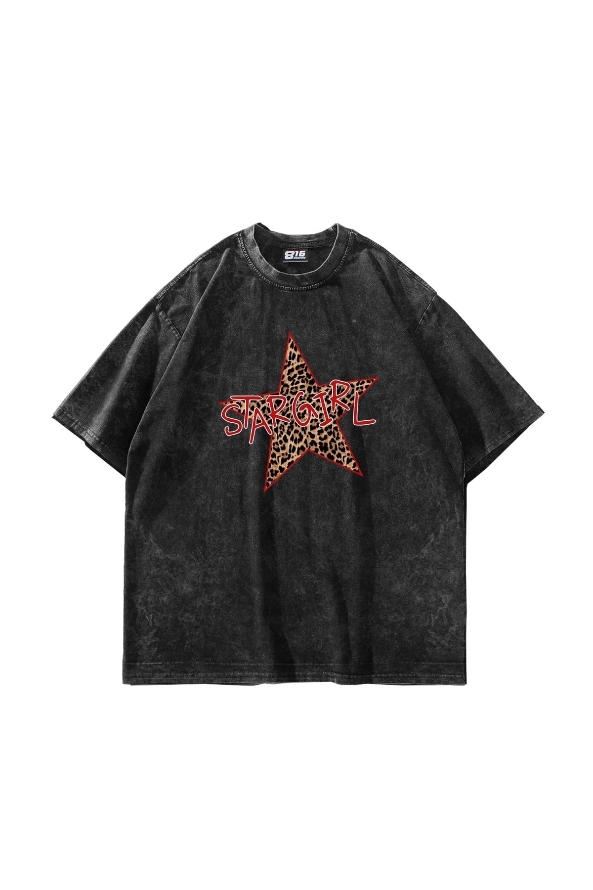 Tarzsokak Star Girl Baskılı Oversize Unisex Yıkamalı Siyah