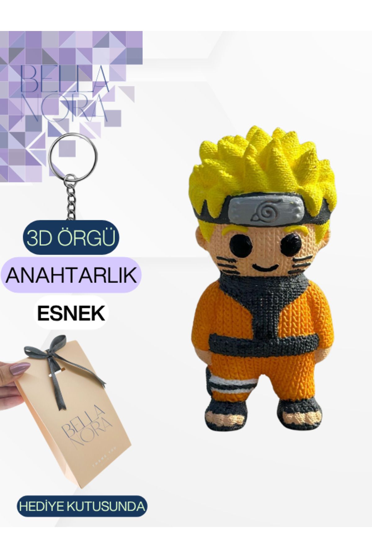 Bellanora Örgü Anahtarlık Sevilen Animasyon Çizgi Film Karakterli Amigurumi Çanta Süsü Özel Hediye Kutusunda