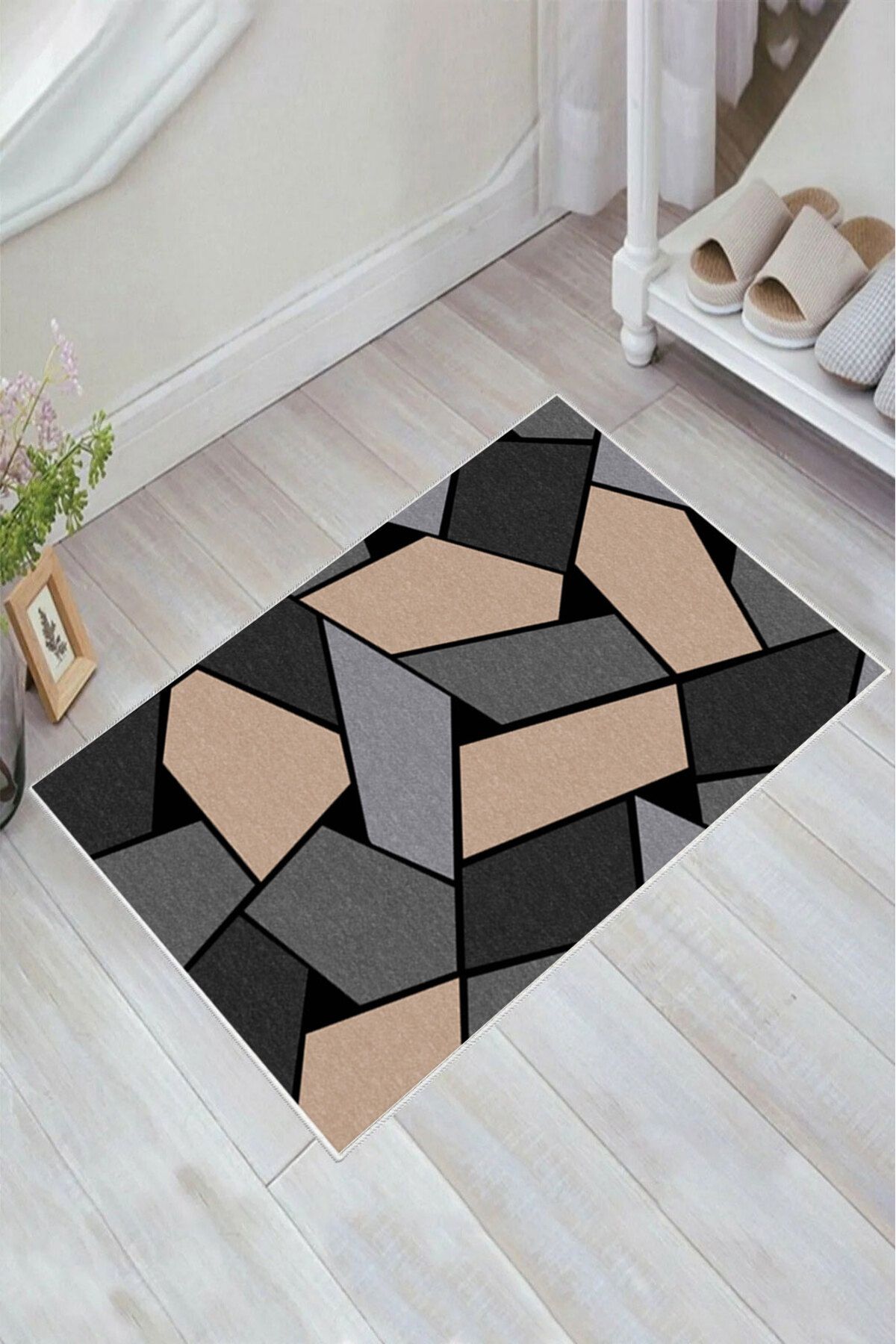 nova century Kaymaz Taban Yıkanabilir Banyo Paspası - Nova Bath Desenli 50*80 Cm