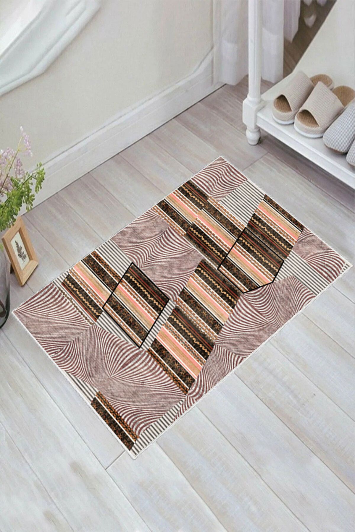 nova century Kaymaz Taban Yıkanabilir Banyo Paspası - Nova Bath Desenli 50*80 Cm