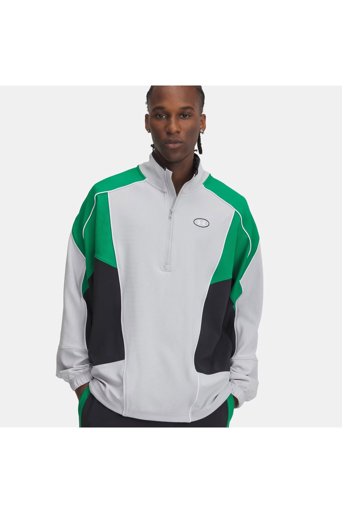 بهترین سطح کت مردانه تریکو Cb خاکستری/سبز Under Armour