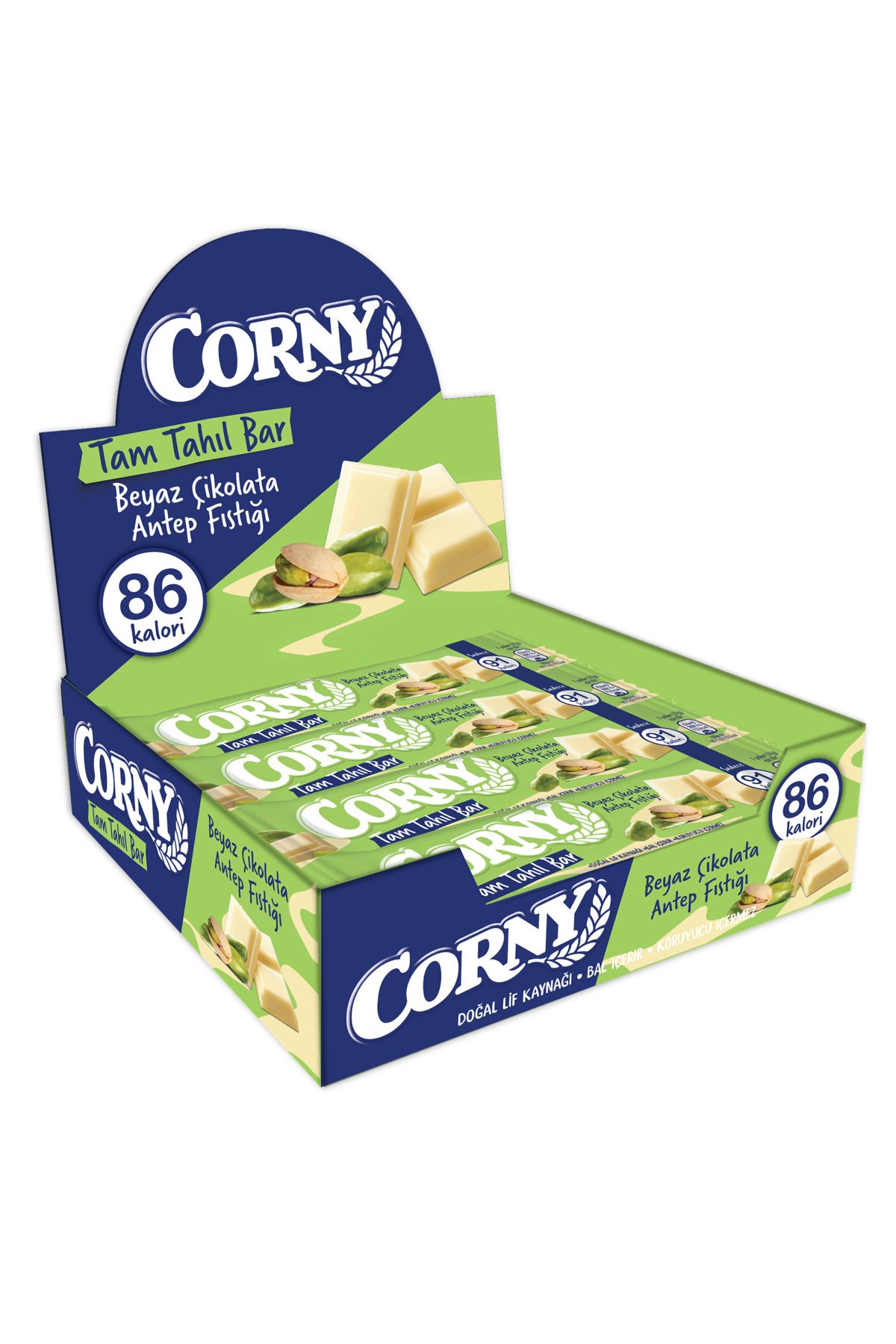CORNY Tam Tahıl Bar Beyaz Çikolata Antep Fıstığı 20 gr x12li