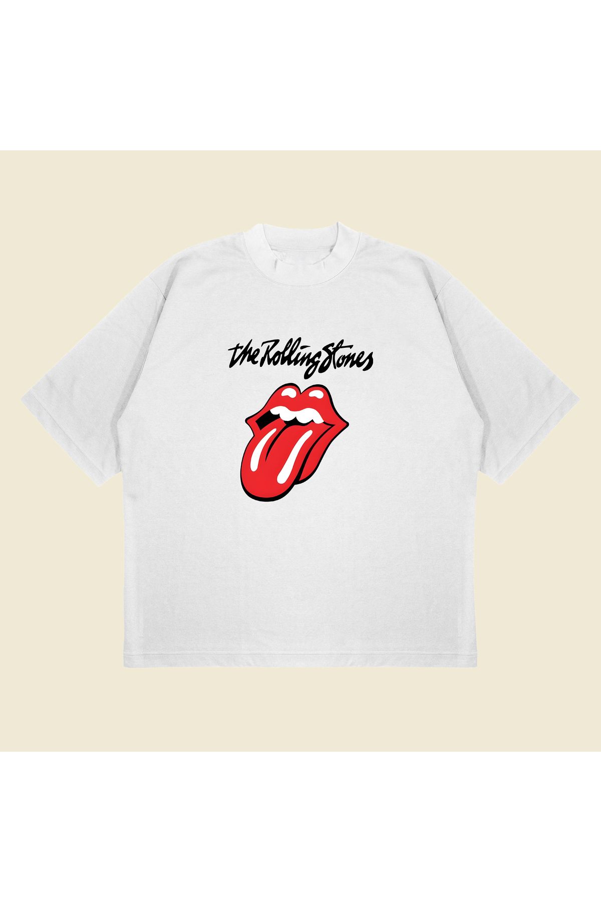 Tarzsokak The Rolling Stones Baskılı Oversize Unisex Pamuklu Nefes Alan Kalın Kumaşlı
