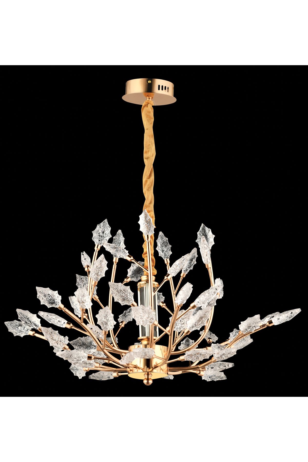 burenze Modern Kristal Taşlı Arte Milano Led Avize Şık Görsellik Katar French Gold Gövde