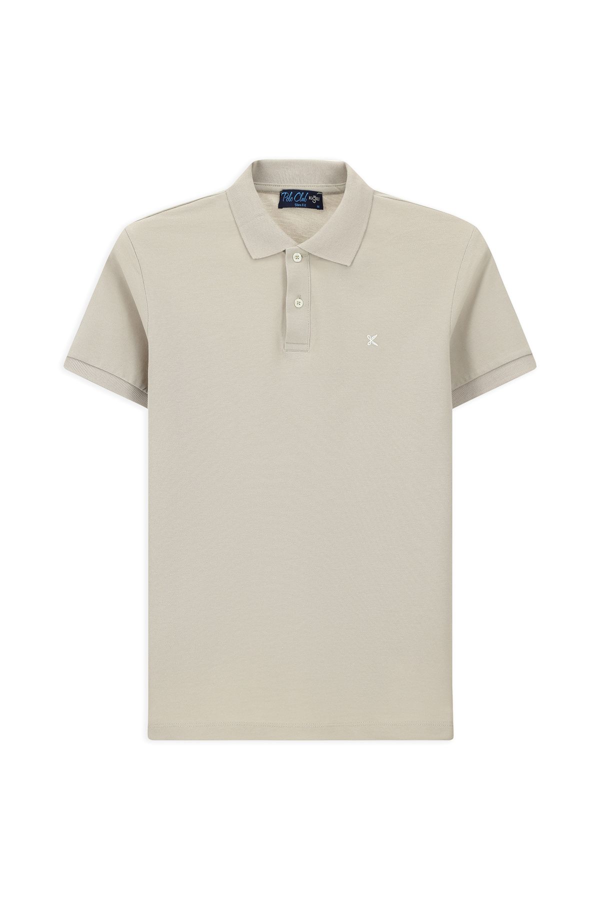Kiğılı Polo Yaka Slim Fit Dar Kesim Nakışlı Pamuk Tişört