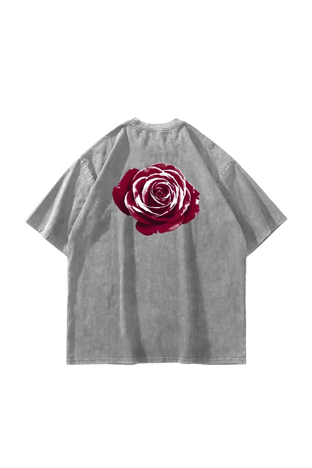 Tarzsokak Alert Rose Baskılı Oversize Unisex Yıkamalı Beyaz