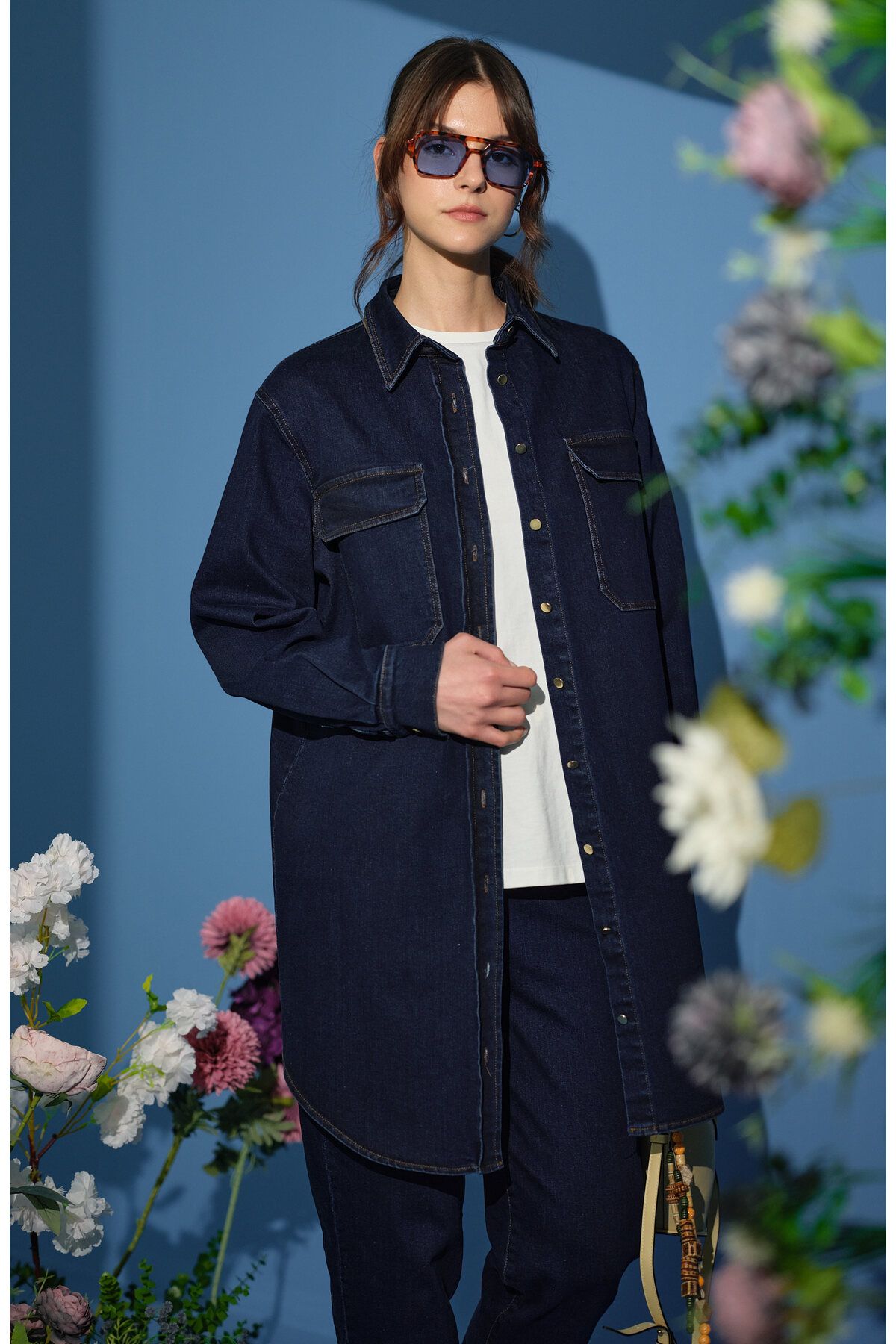 Fatma Atasoy Denim Lacivert Gömlek Ceket