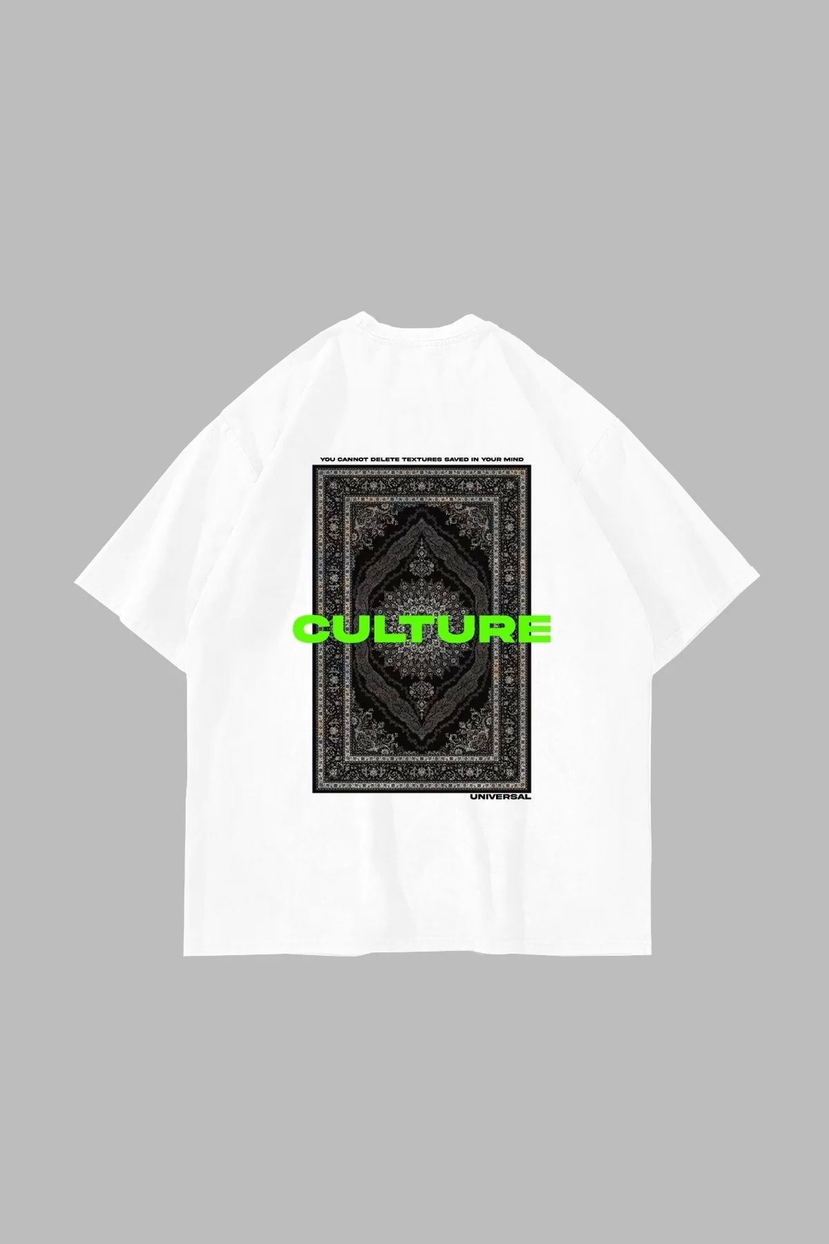 Tarzsokak Culture Etnik Baskılı Oversize Unisex Premium Beyaz