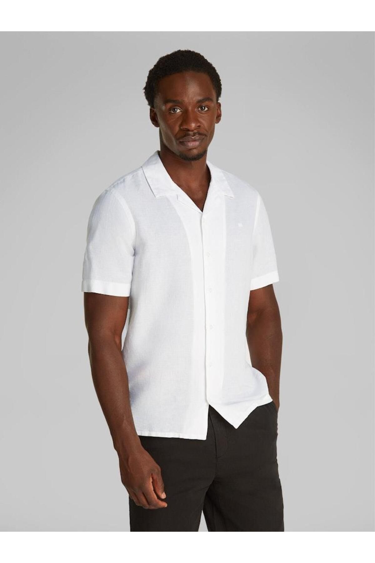 Calvin Klein Erkek LINEN COTTON CUBAN S/S SHIRT Gömlek