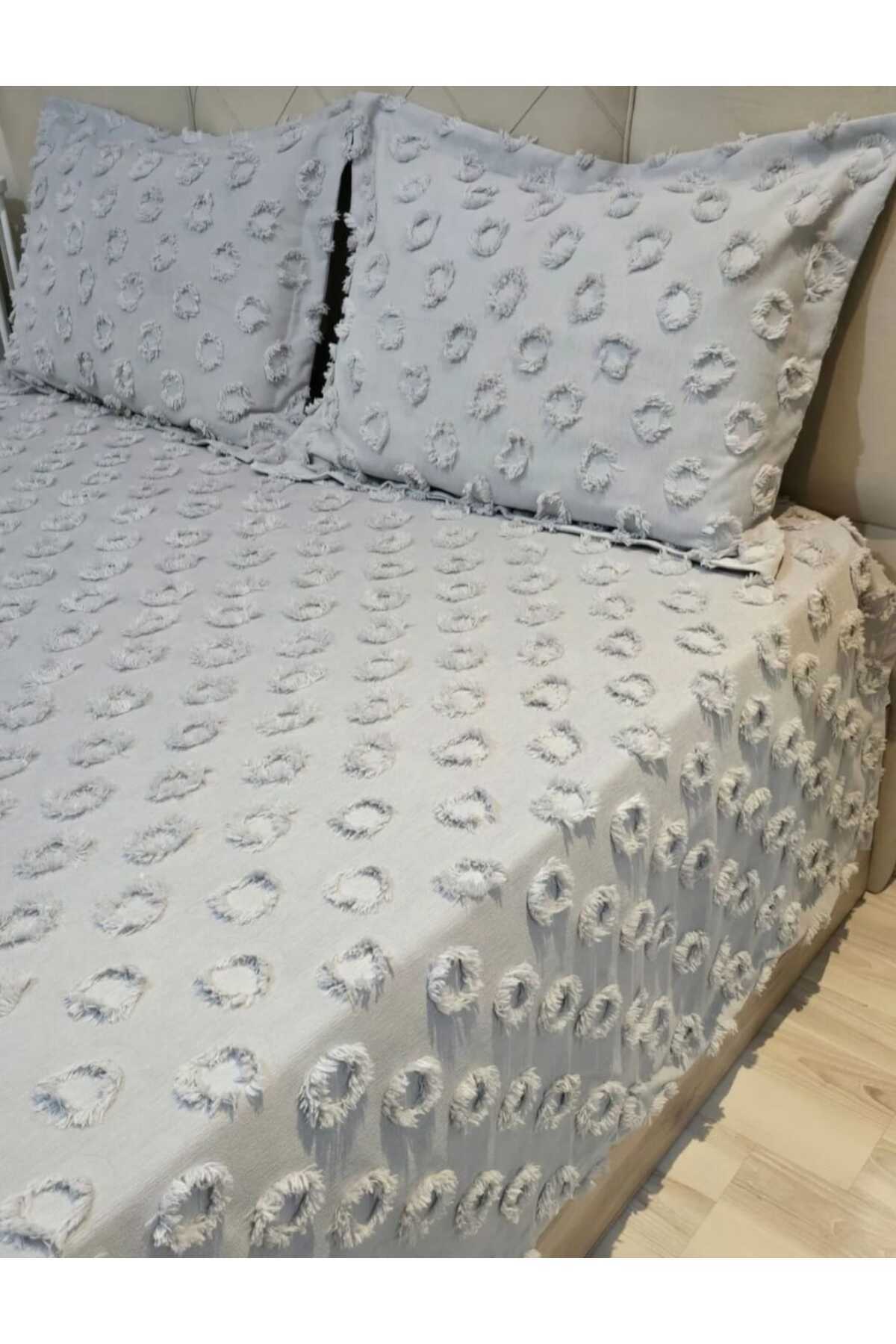 diabella-3 Piece Double Bedspread with Pompom Pattern 2