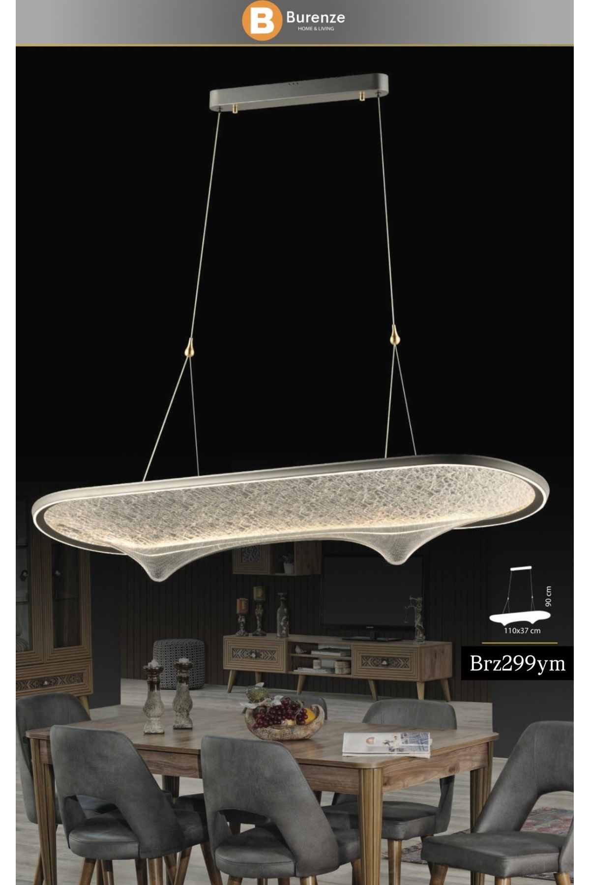 burenze Modern Tasarım Luxury Sarkıt 110cm Genişlik Power Led Avize