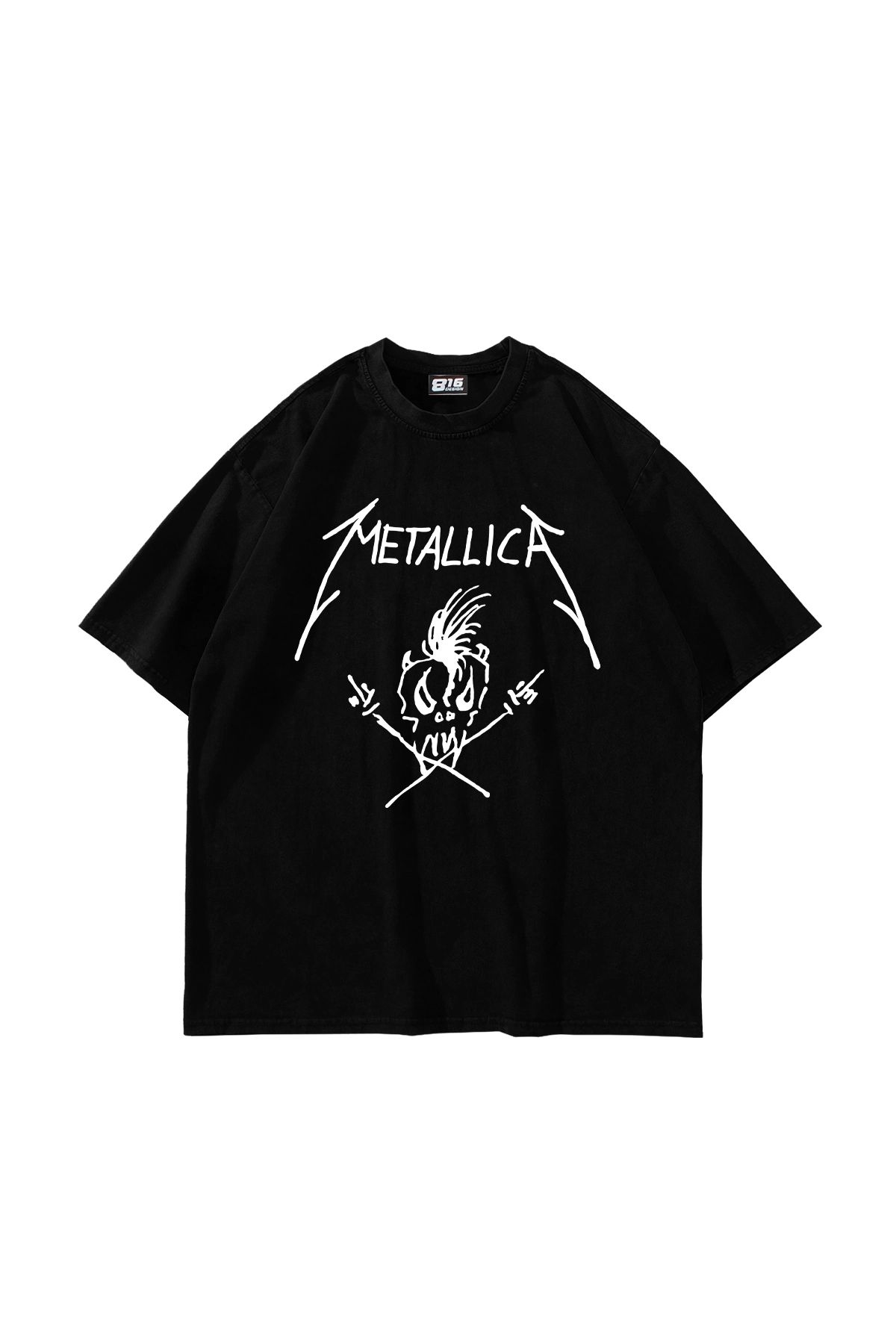 Tarzsokak Metallifukinca Baskılı Oversize Unisex Siyah