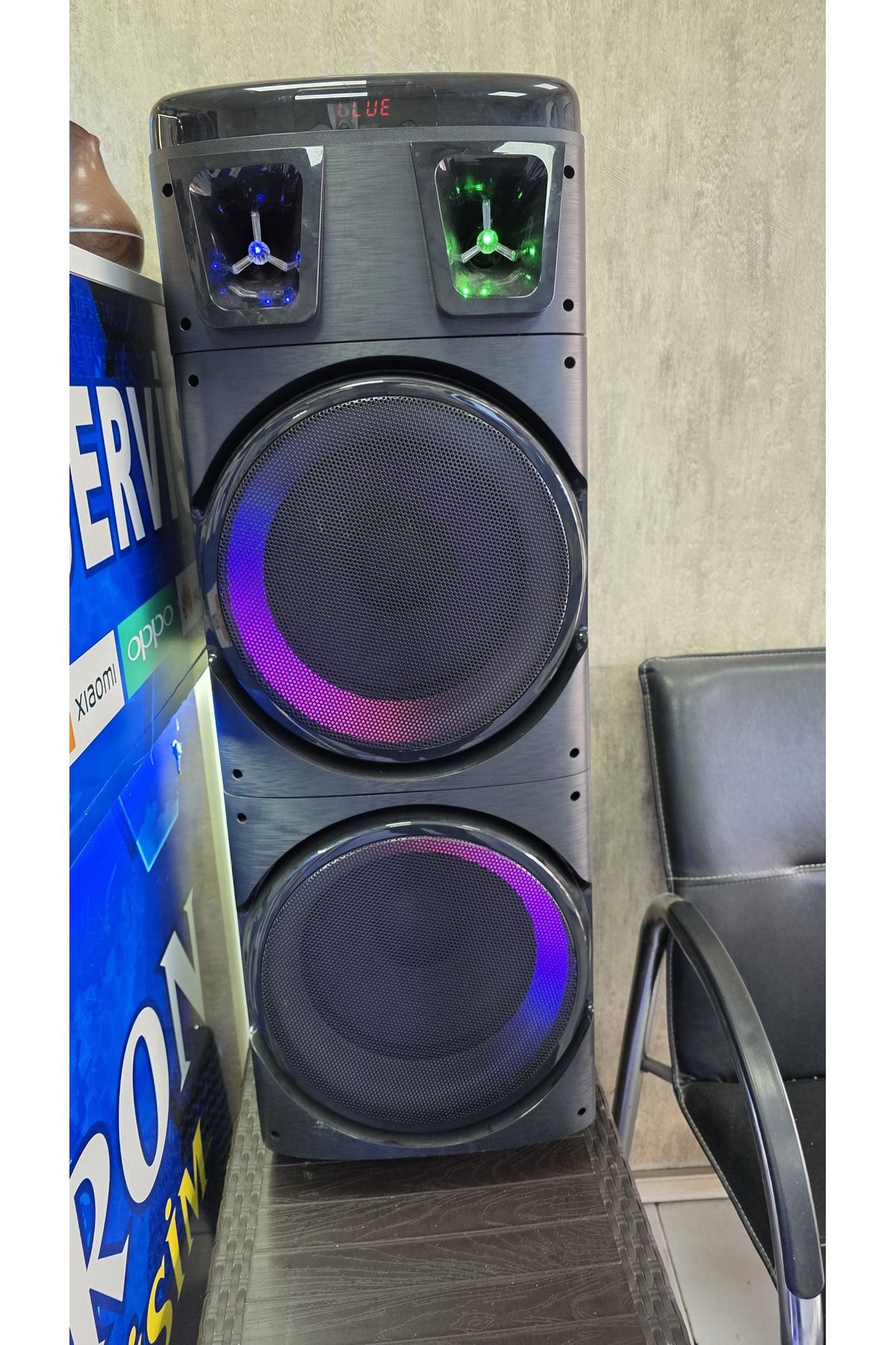 Baron iletişim BÜYÜK BOY KABLOSUZ HOPARLÖR 200W ÇİFT KABLOSUZ MİKROFONLU KARAOKE BLUETOOTH SPEAKER ŞARJLI PARTYBOX