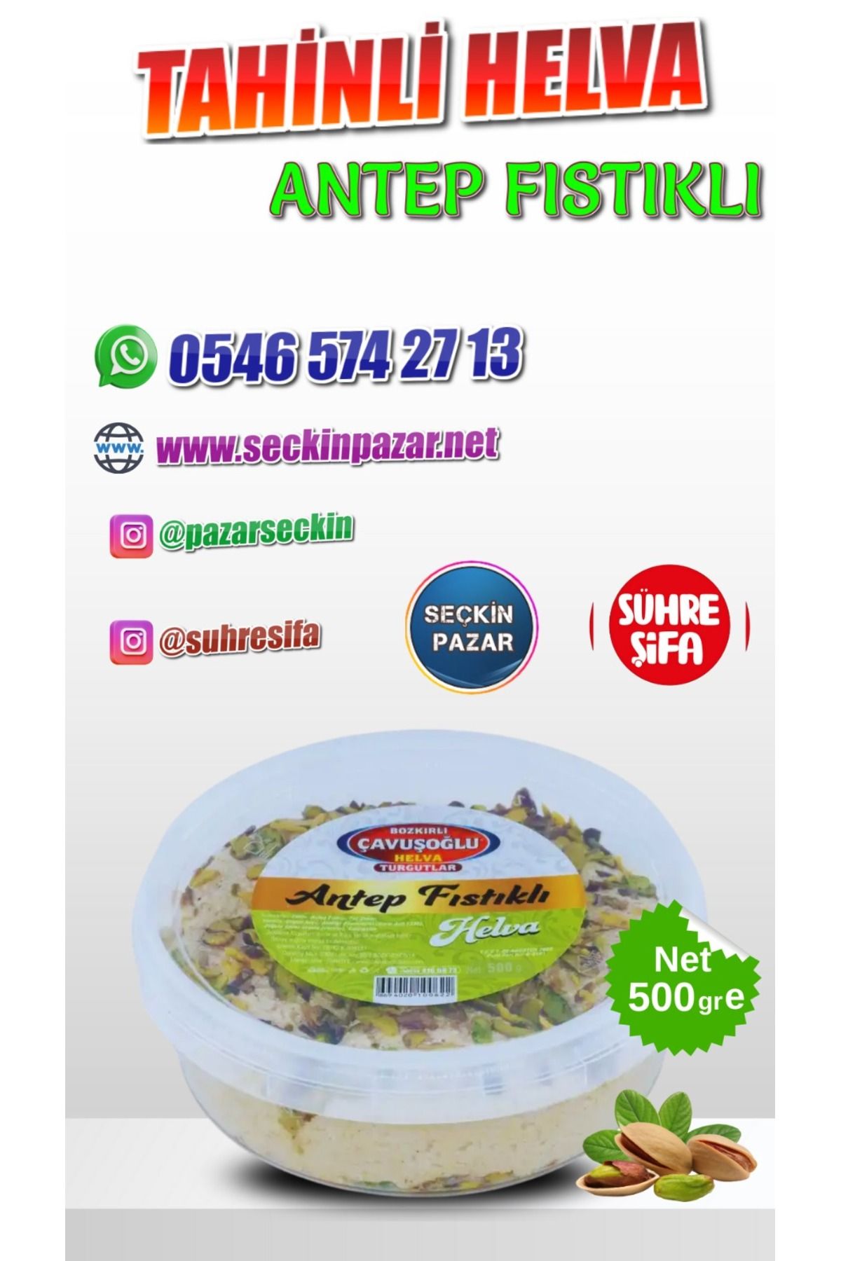 Bozkırlı Çavuşoğlu Helva - 500gr Antep Fıstıklı