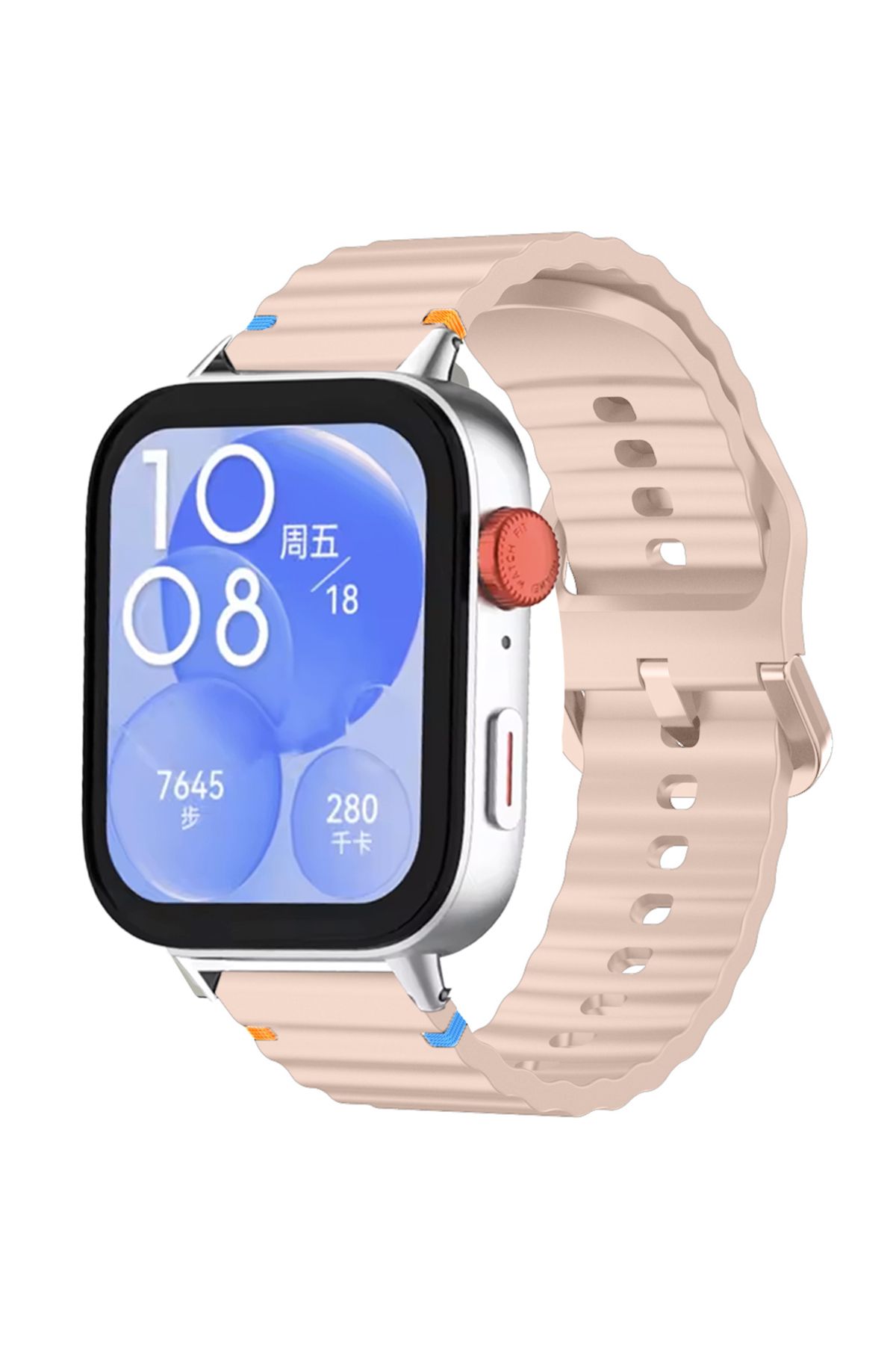 Sneezy Huawei Watch Fit 3 İle Uyumlu Dalga Desenli Tokalı Yumusaş Soft Silikon Kordon