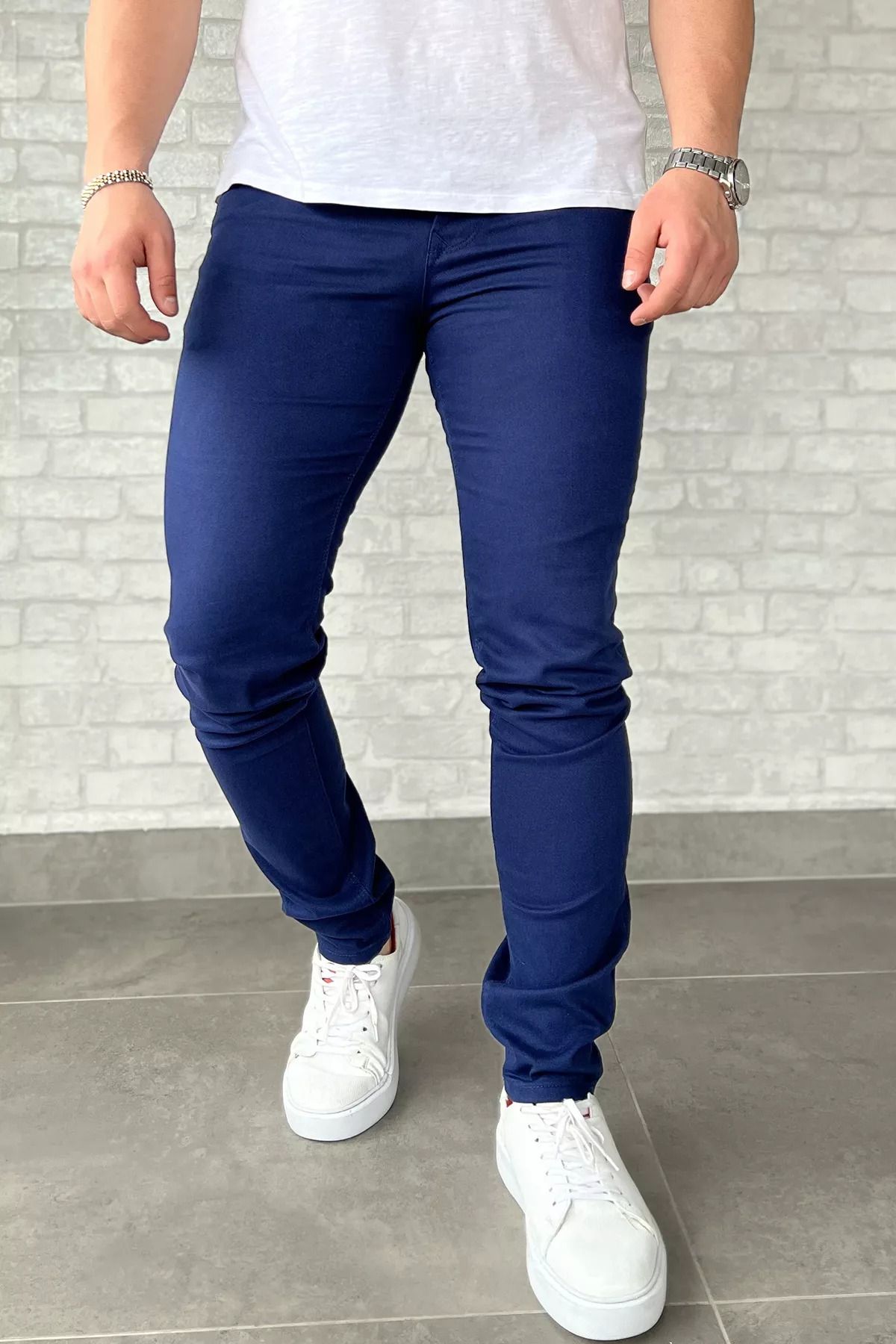 MİSHAR İTALİA Lacivert Erkek Gabardin Pantolon