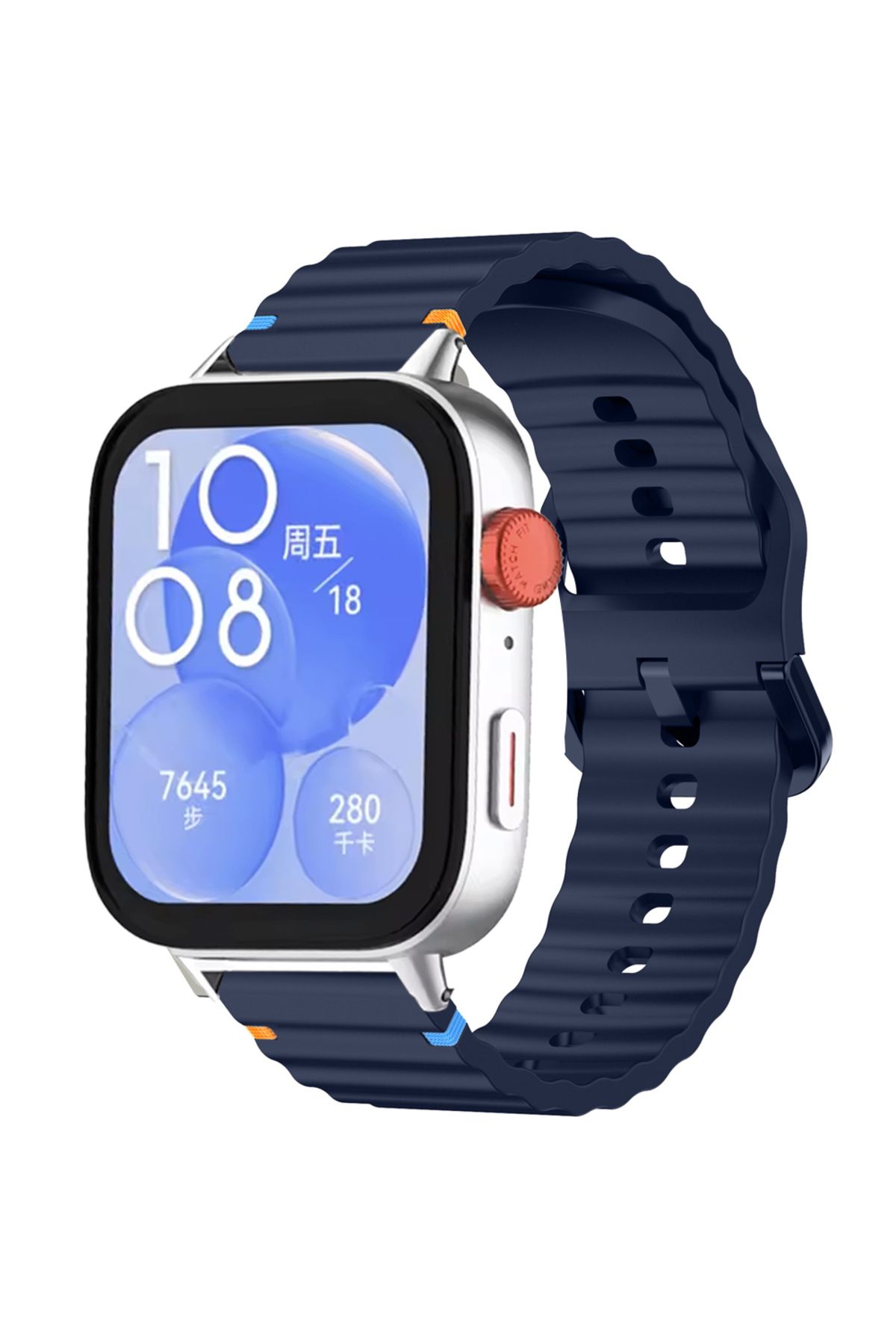 Sneezy Huawei Watch Fit 3 İle Uyumlu Dalga Desenli Tokalı Yumusaş Soft Silikon Kordon