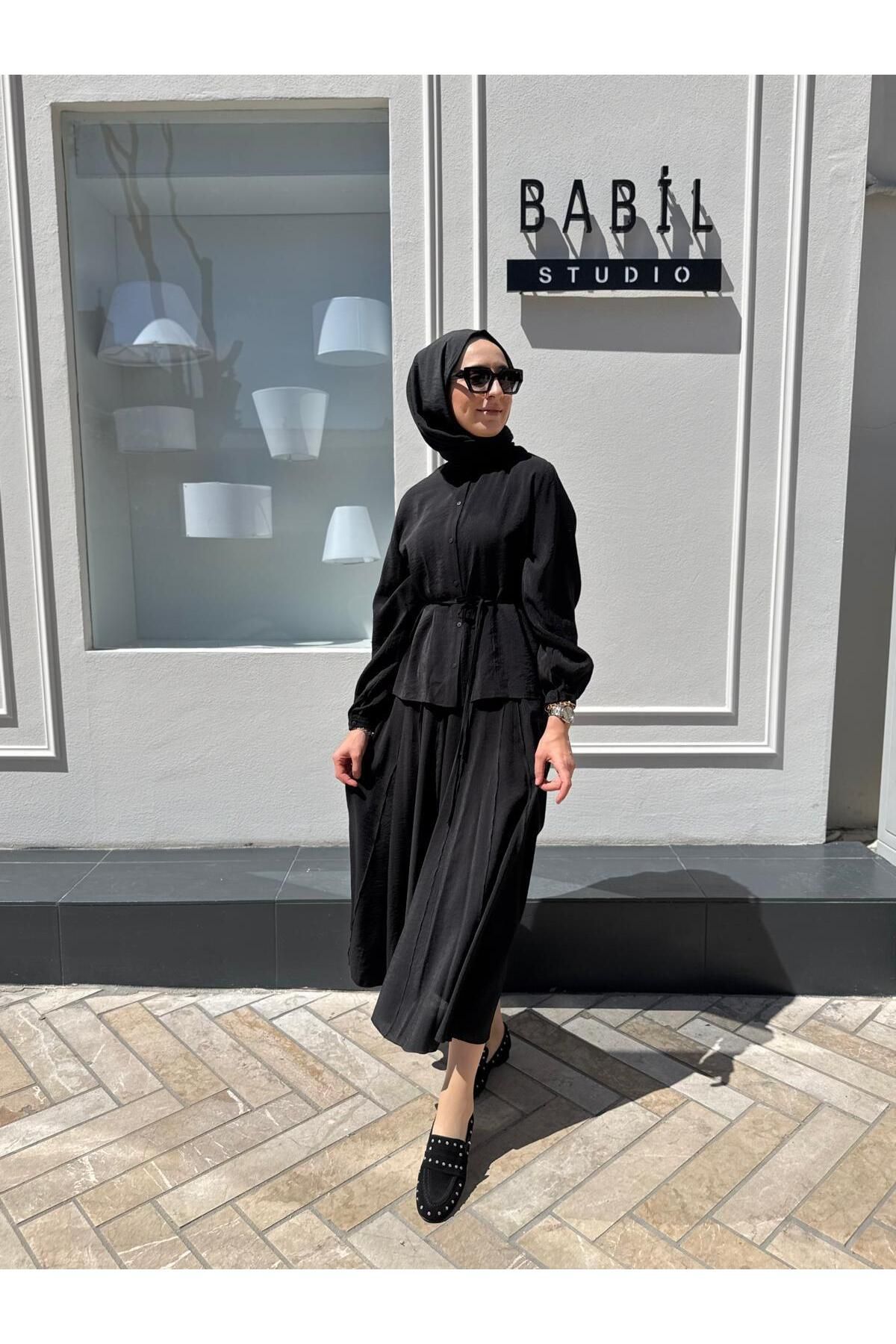 QOOQ STORE Dikiş Detaylı Kadın Etek Siyah