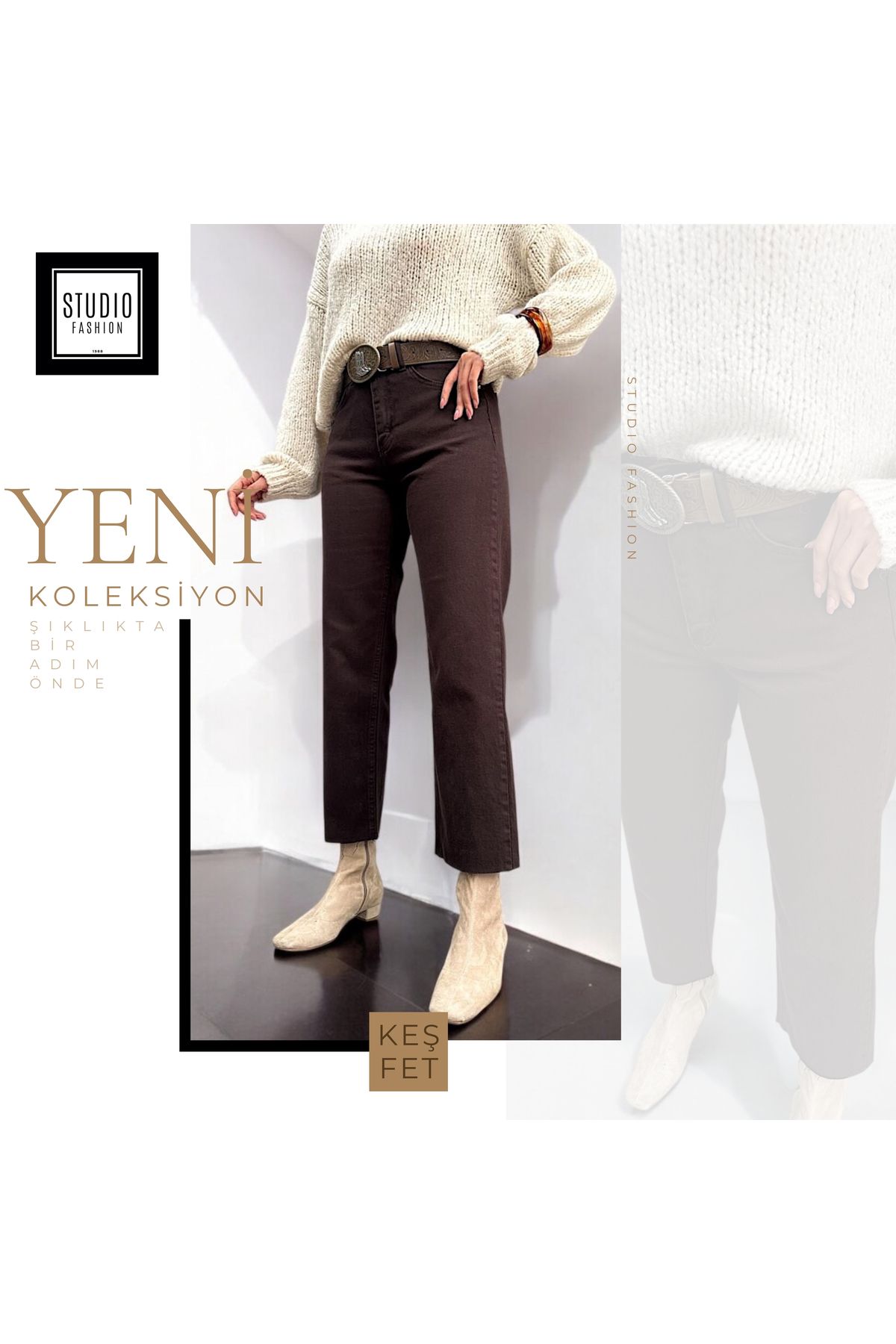 studio fashion 1988 Kadın Premium Seri Kot Pantolon Pamuk Yüksek Bel Boyfit Orj Marka Jean