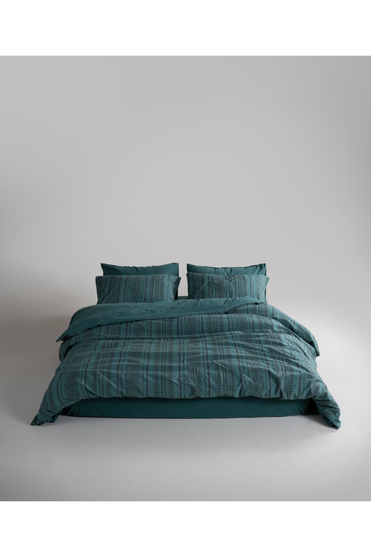 LİMASSO Stonewash 100% Yıkanmış Pamuk Nevresim Takımı Coastal - Dark Green