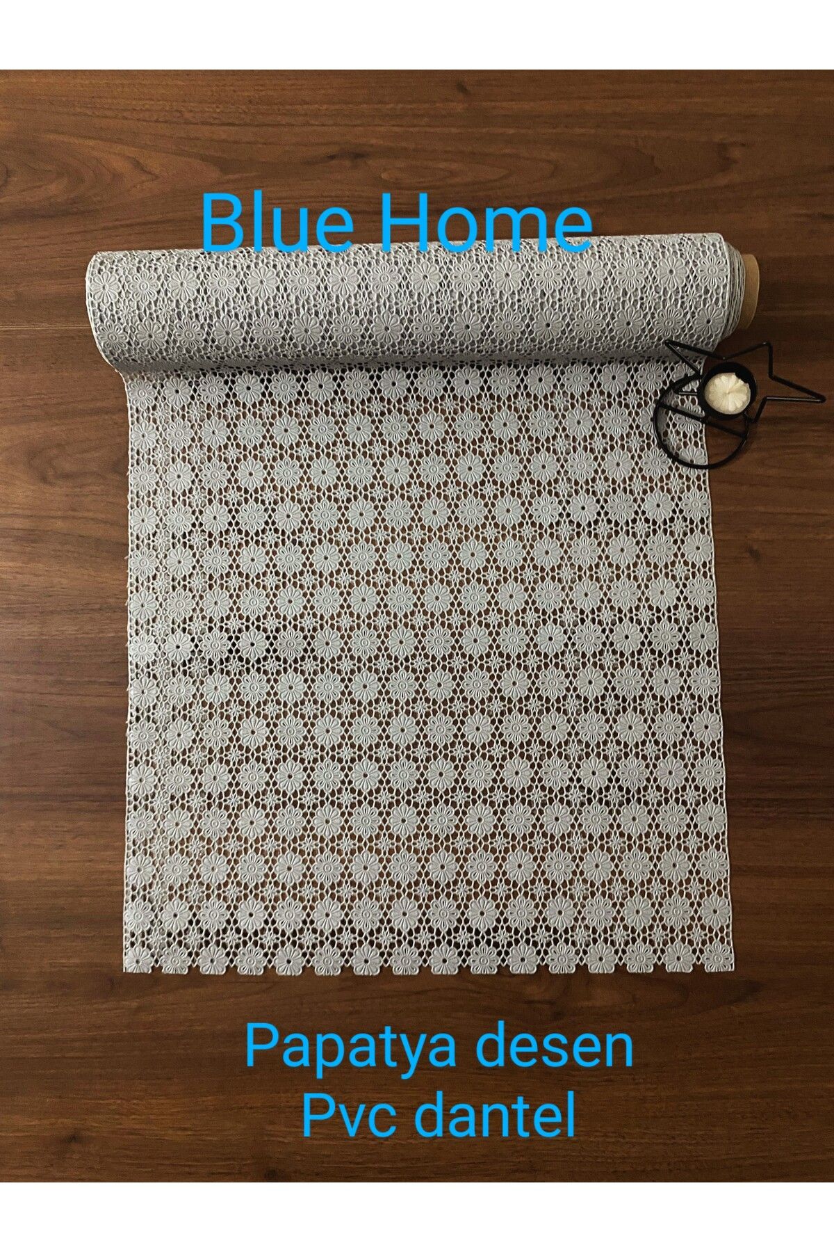 Blue Home Dantel Pvc Buz Dolabı Ayakkabılık Raf Dolap Çekmece Örtüsü / Eni :50 cm x 5 mt RENK: K.GRİ GÜL4